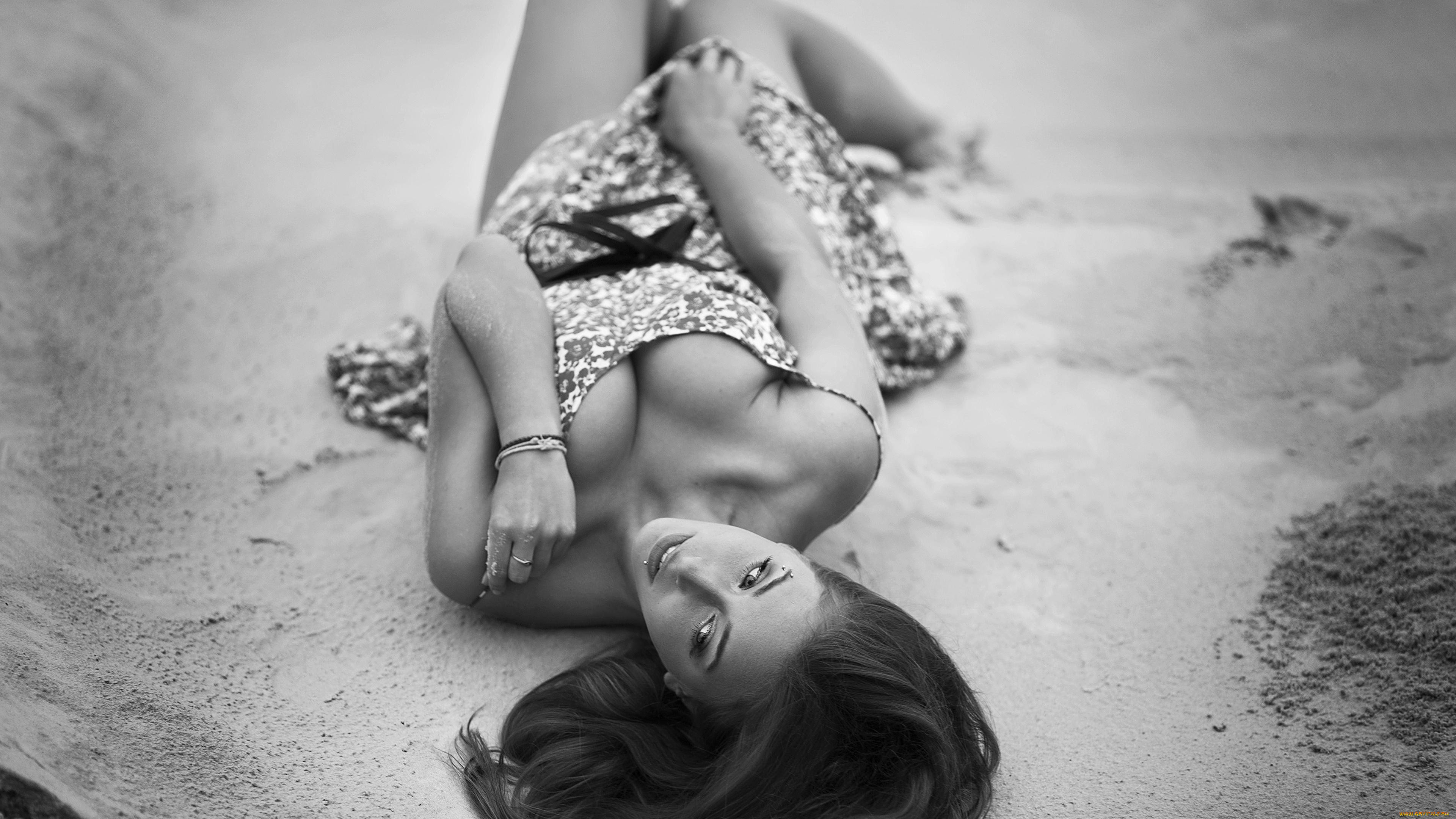 девушки, -, черно-белые, девушка, позирует