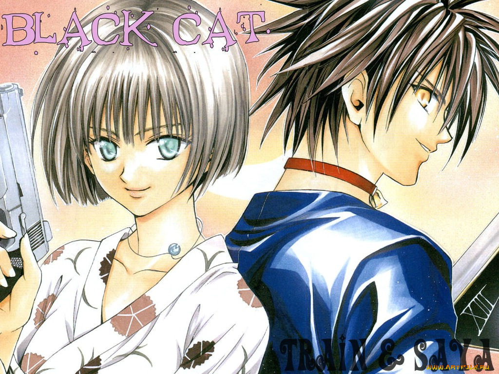 аниме, black, cat