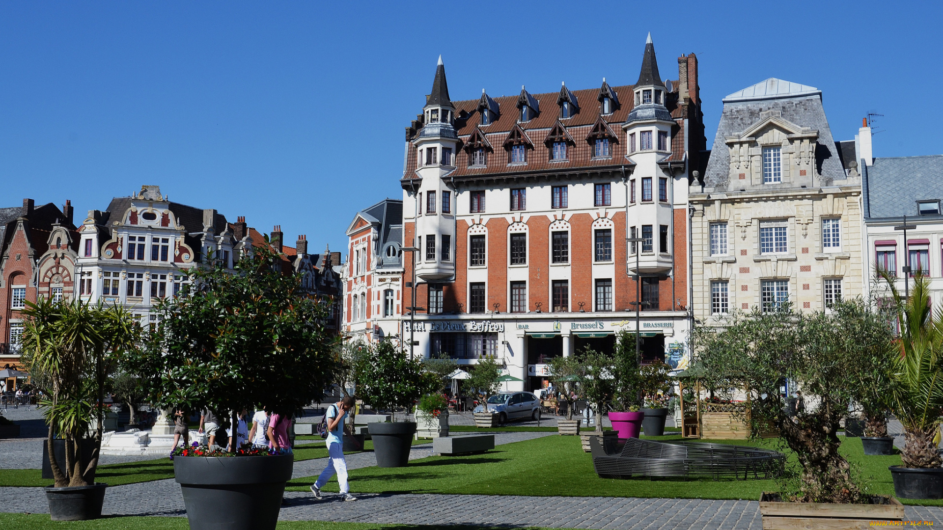 bethune, france, города, здания, дома, деревья, франция, бетюн