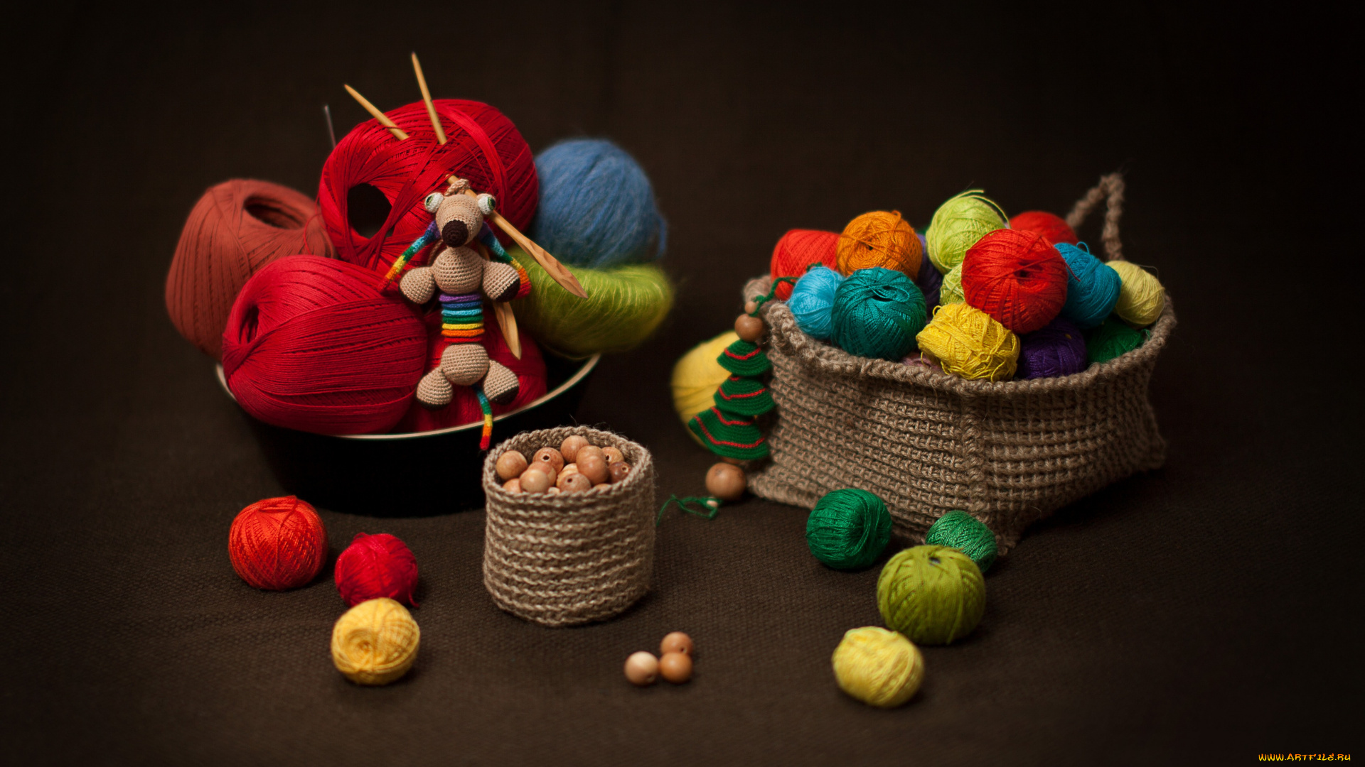разное, ремесла, поделки, рукоделие, пряжа, клубочки, бусинки, игрушка, спицы, мулине