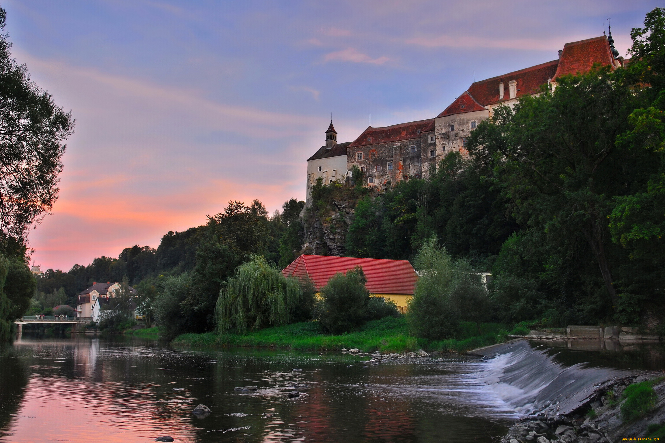 австрия, raabs, города, пейзажи, горы, дома, река