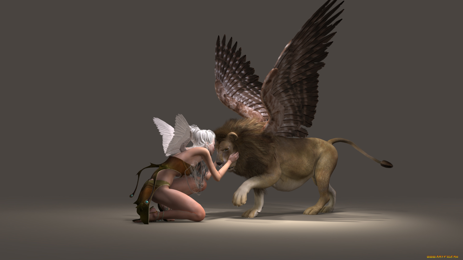 3д, графика, angel, , ангел, лев, эльф