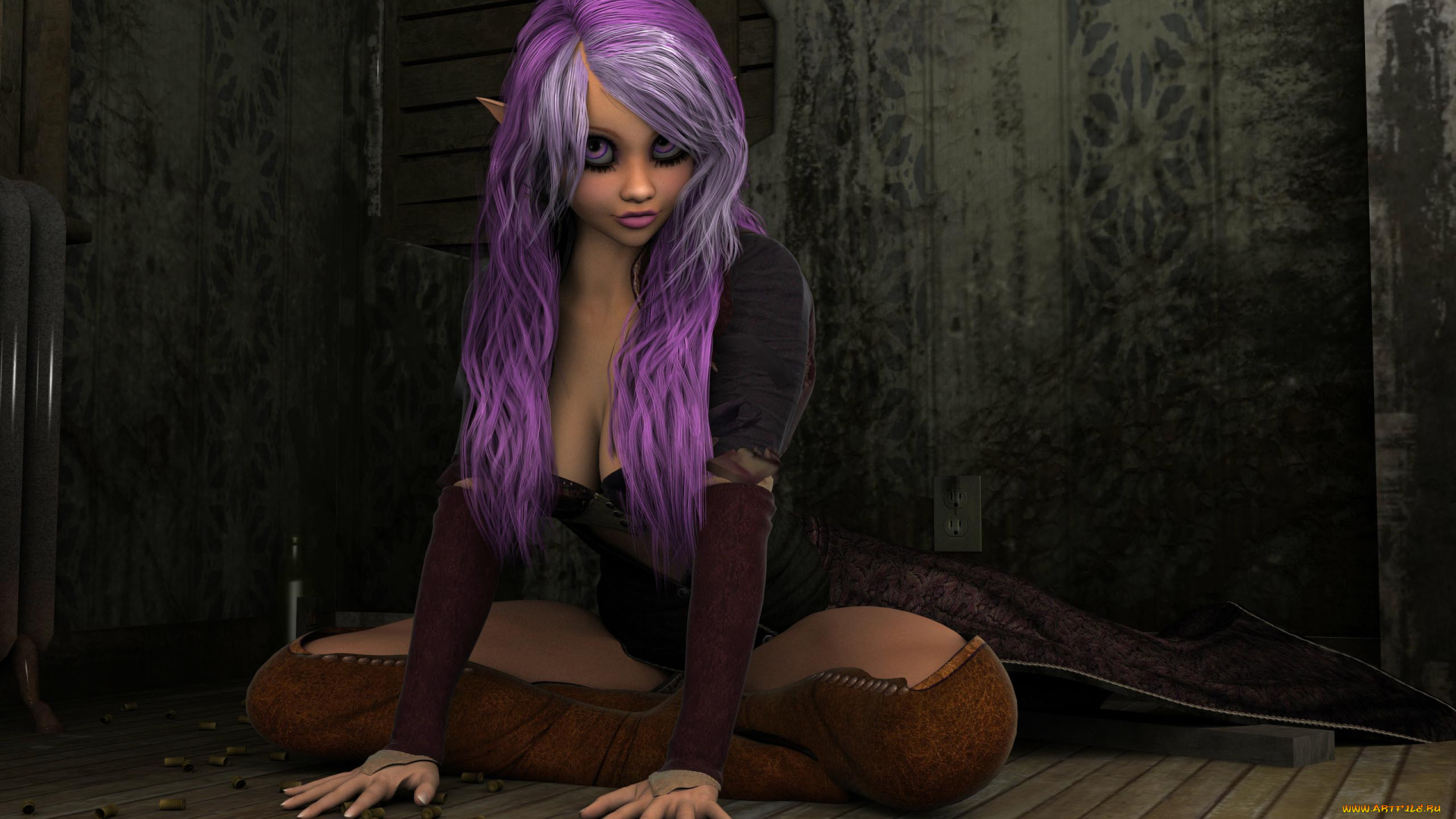 3д, графика, эльфы, , elves, эльфийка, взгляд, фон