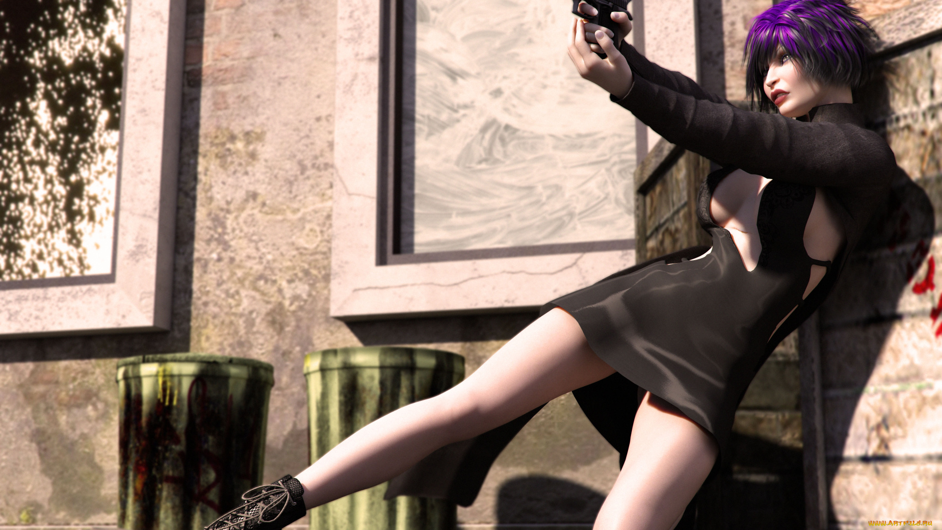 3д, графика, фантазия, , fantasy, фон, оружие, взгляд, девушка