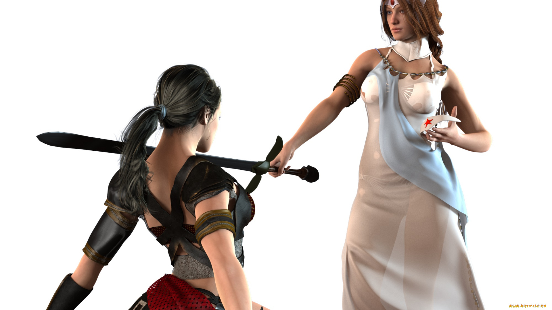 3д, графика, фантазия, , fantasy, оружие, взгляд, фон, девушки