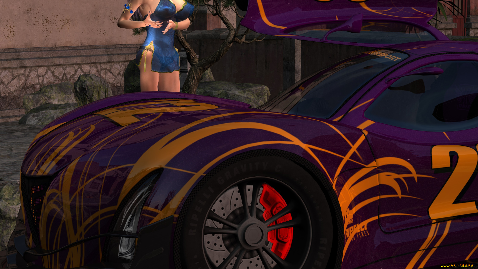 3д, графика, люди, , people, взгляд, девушка, автомобиль, фон