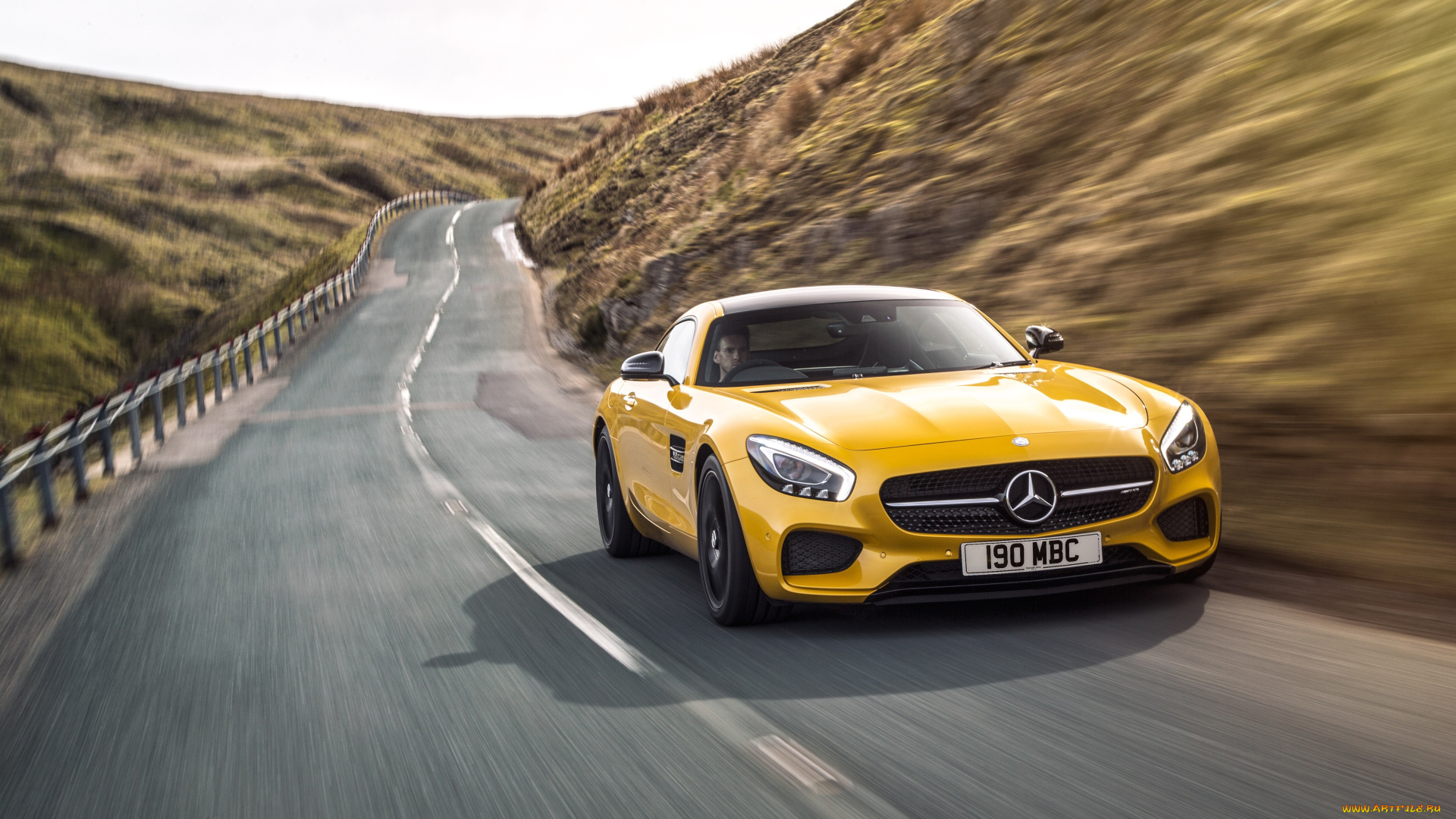 автомобили, mercedes-benz, желтый, 2015г, c190, uk-spec, gt, s, mercedes-amg