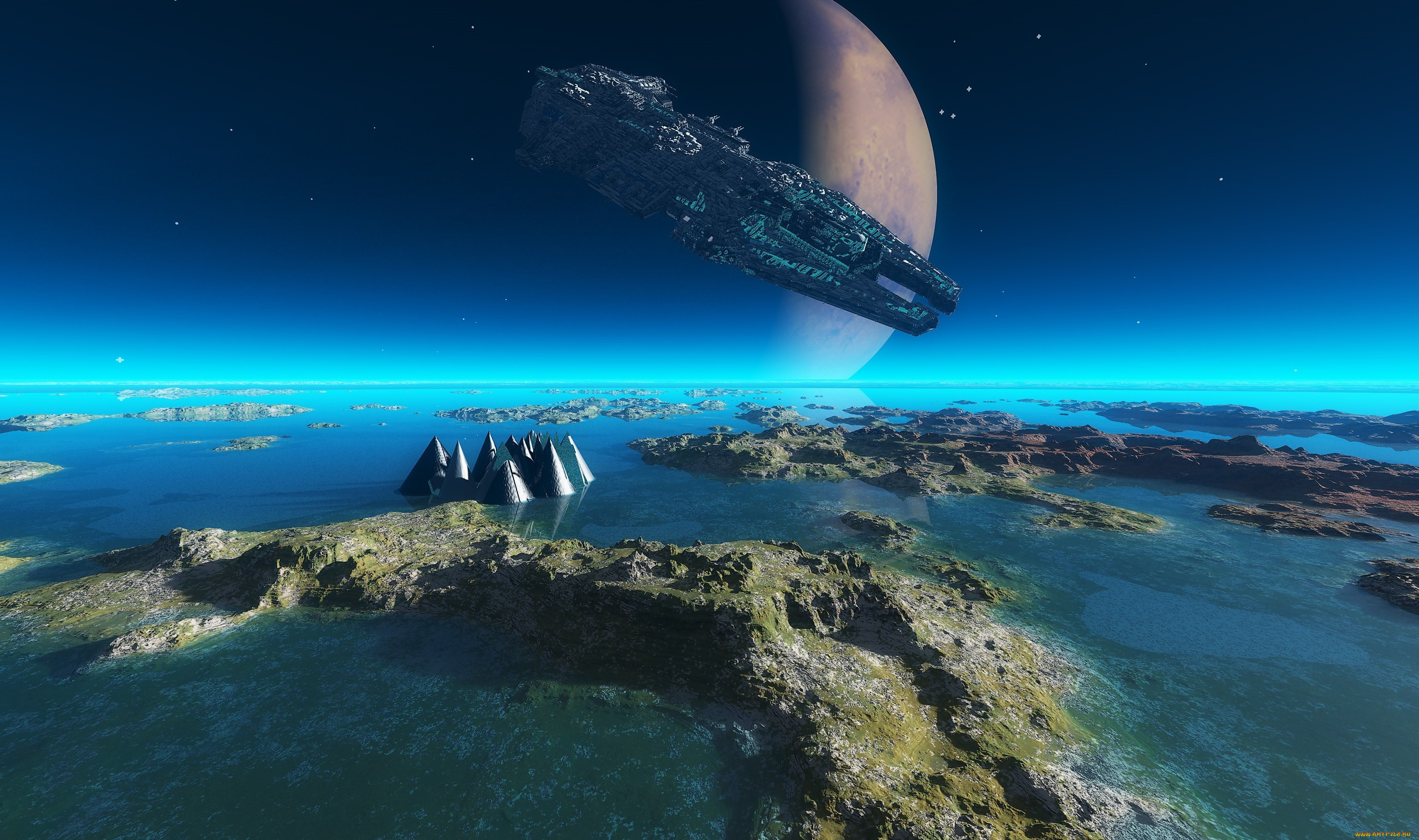 3д, графика, атмосфера, настроение, , atmosphere, , , mood, , поверхность, вода, планета, полет, космический, корабль