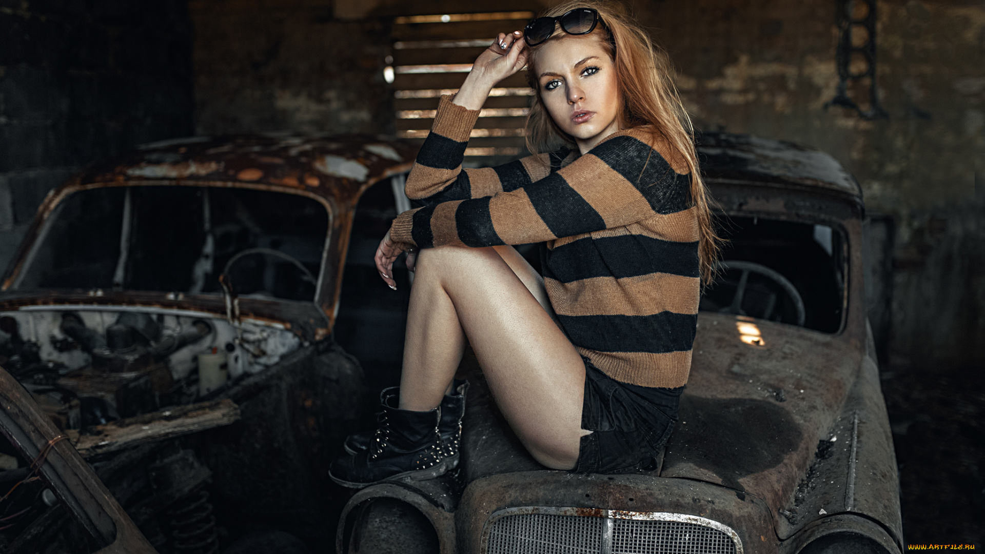 автомобили, -авто, с, девушками, развалюхи, старые, авто, взгляд, девушка