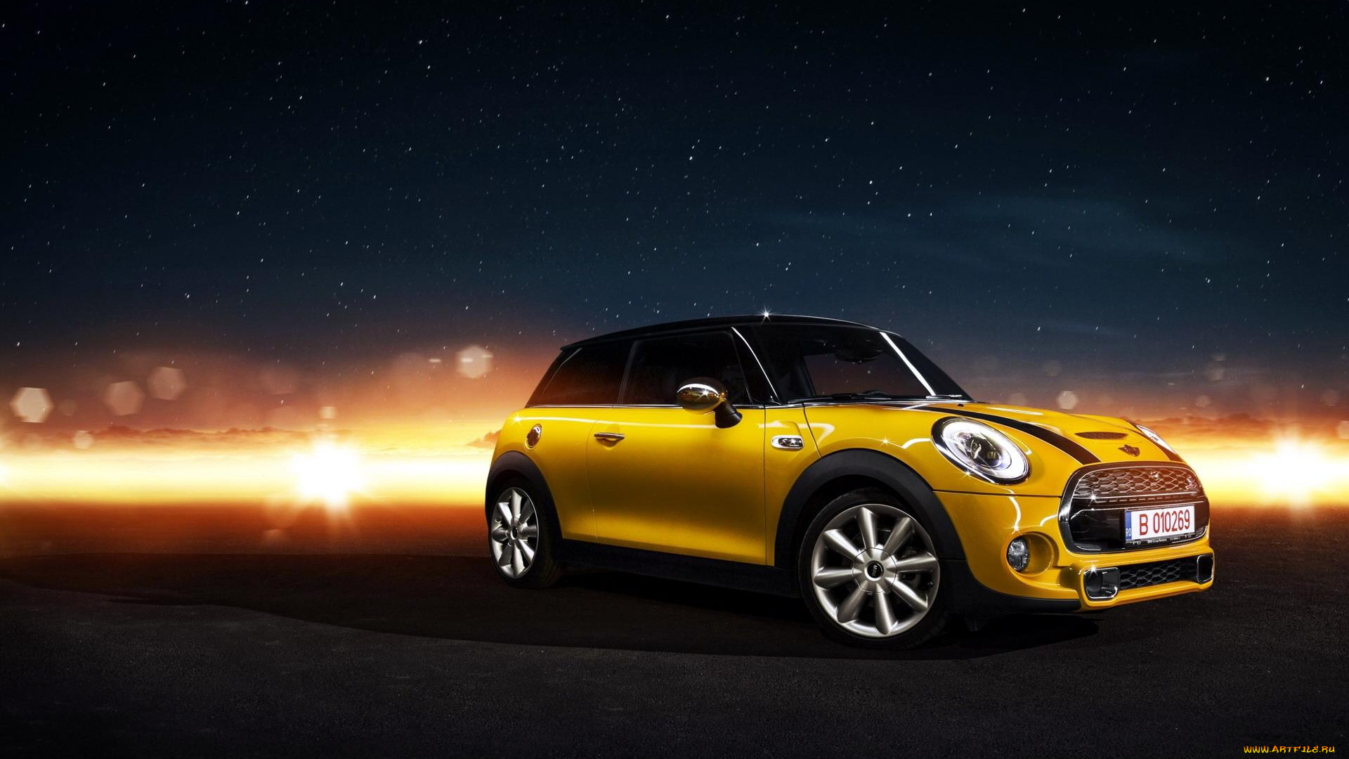 автомобили, mini, горизонт, мини, купер, желтый