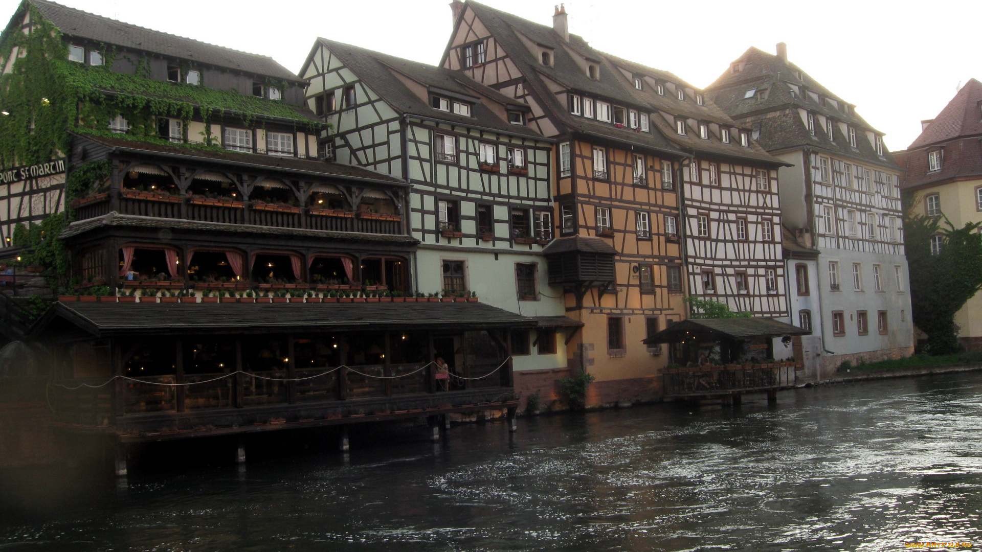 города, страсбург, , франция, река, дома