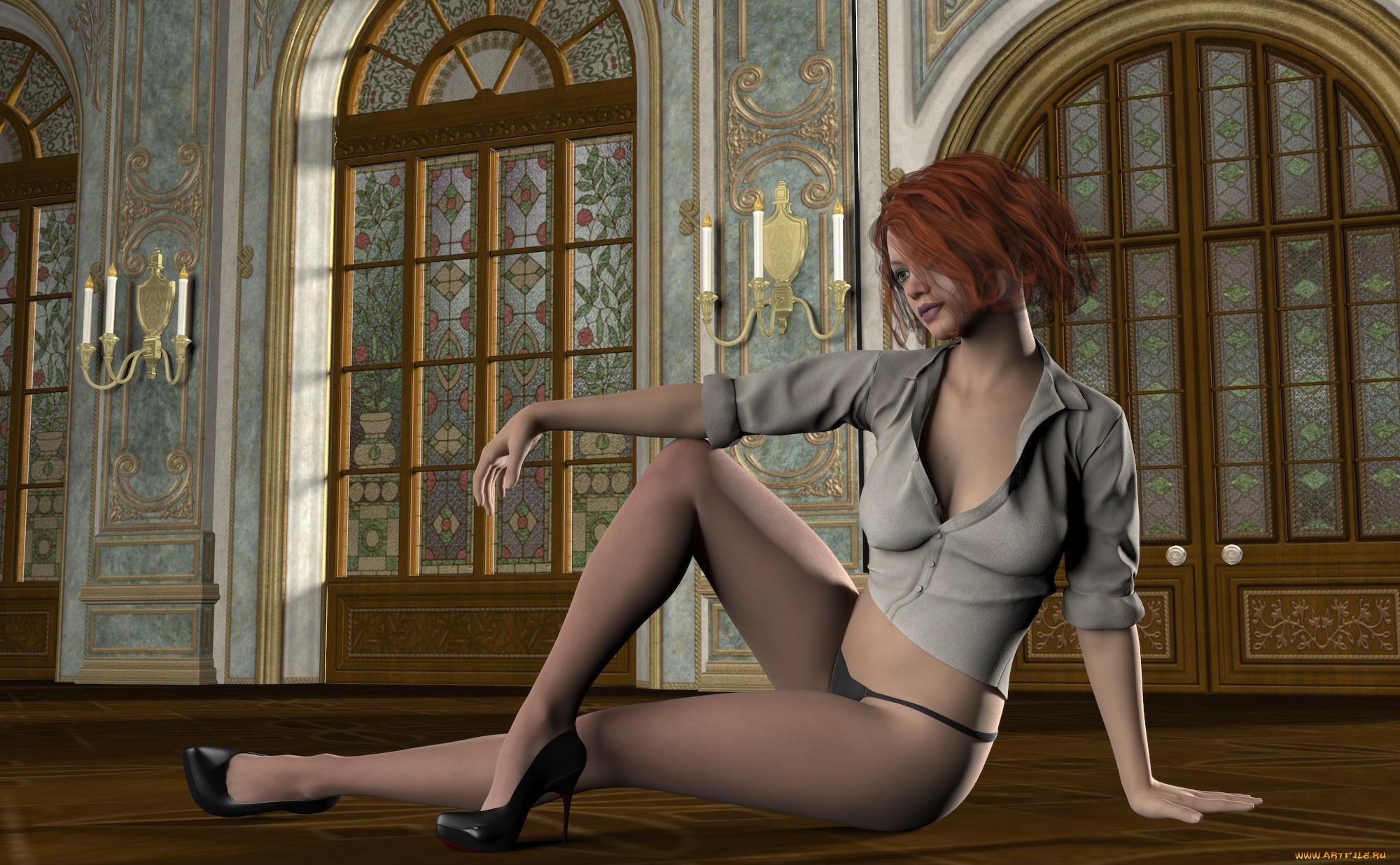 3д, графика, люди, , people, интерьер, взгляд, фон, девушка