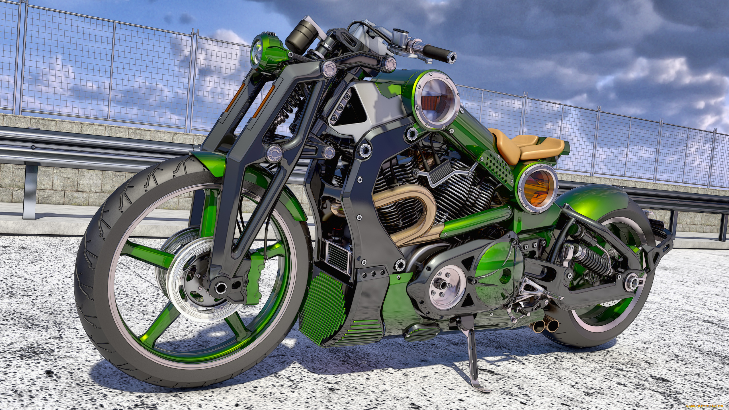 мотоциклы, 3d, фон, мотоцикл