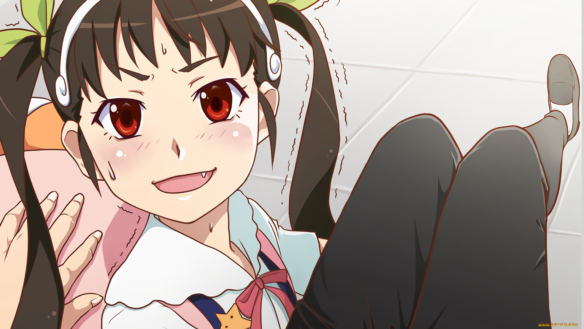 аниме, bakemonogatari, девушка, фон, взгляд