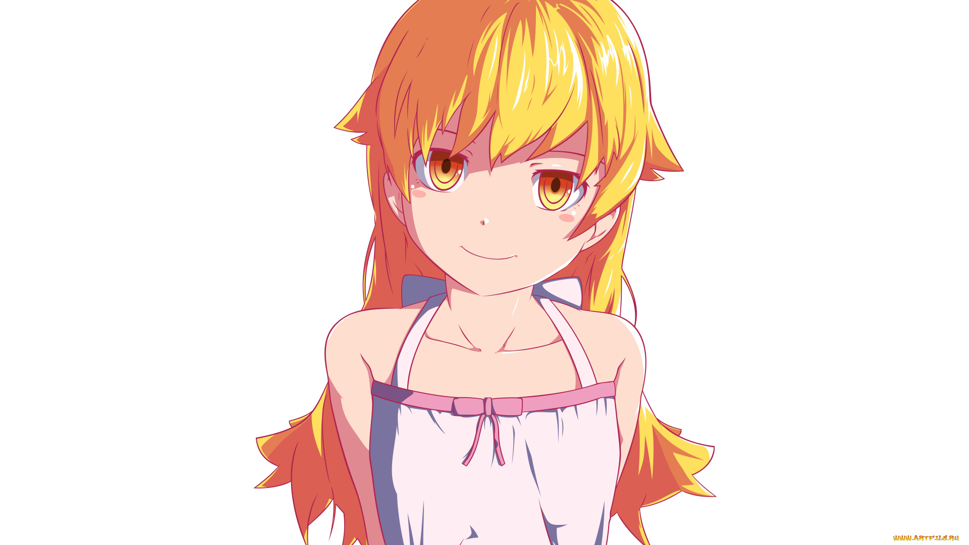 аниме, bakemonogatari, девушка, фон, взгляд