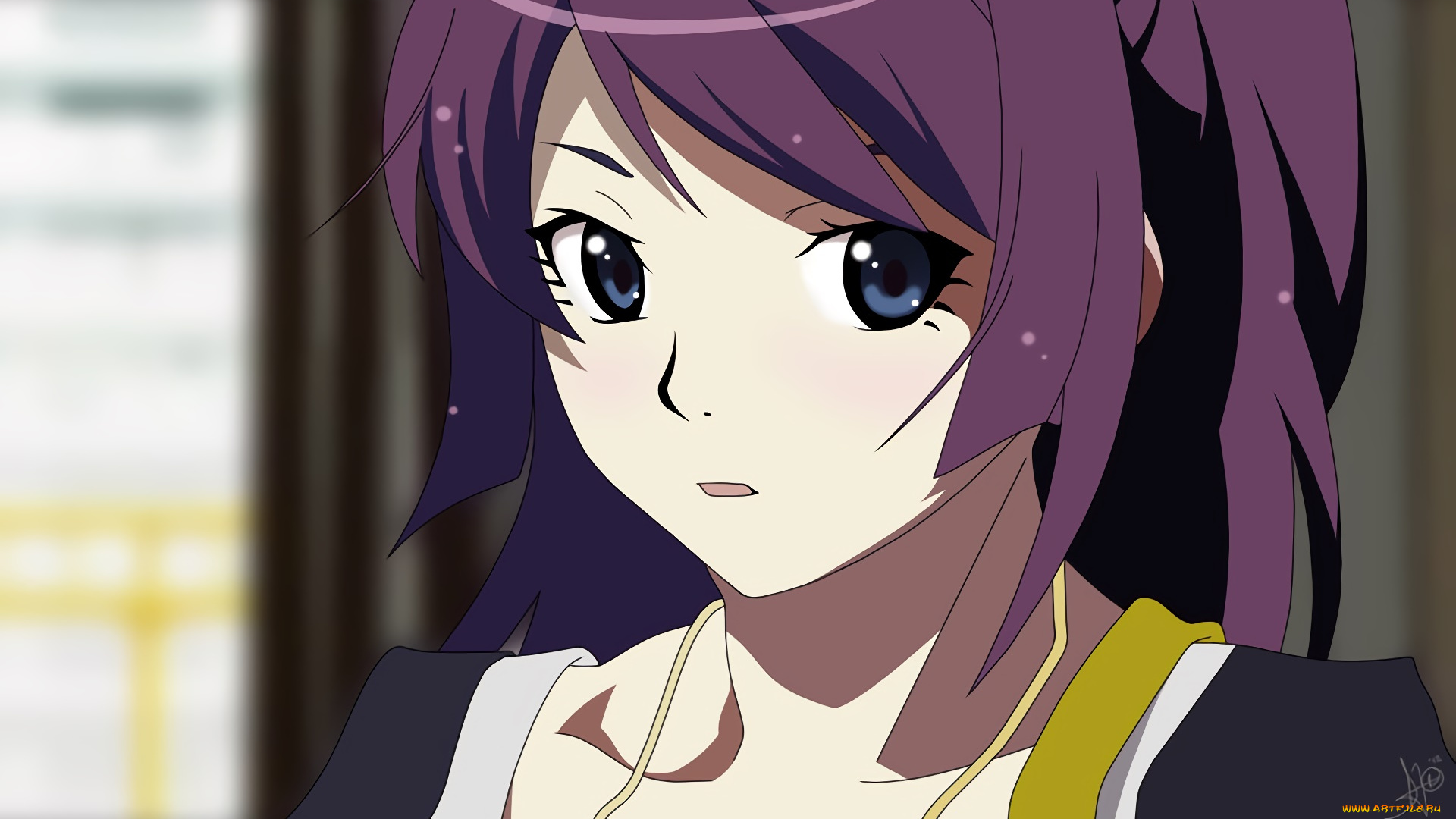 аниме, bakemonogatari, фон, девушка, взгляд