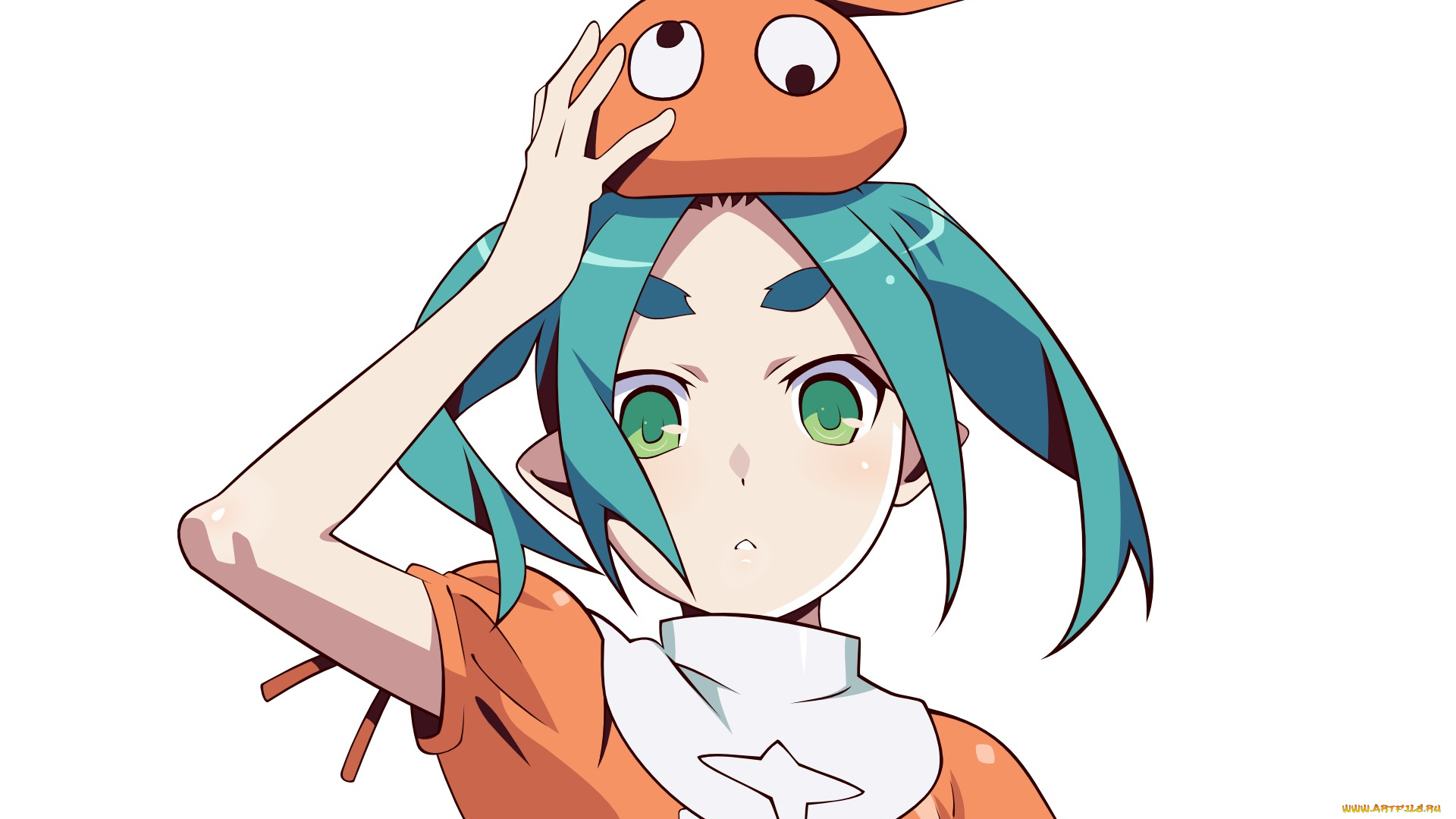 аниме, bakemonogatari, фон, девушка, взгляд