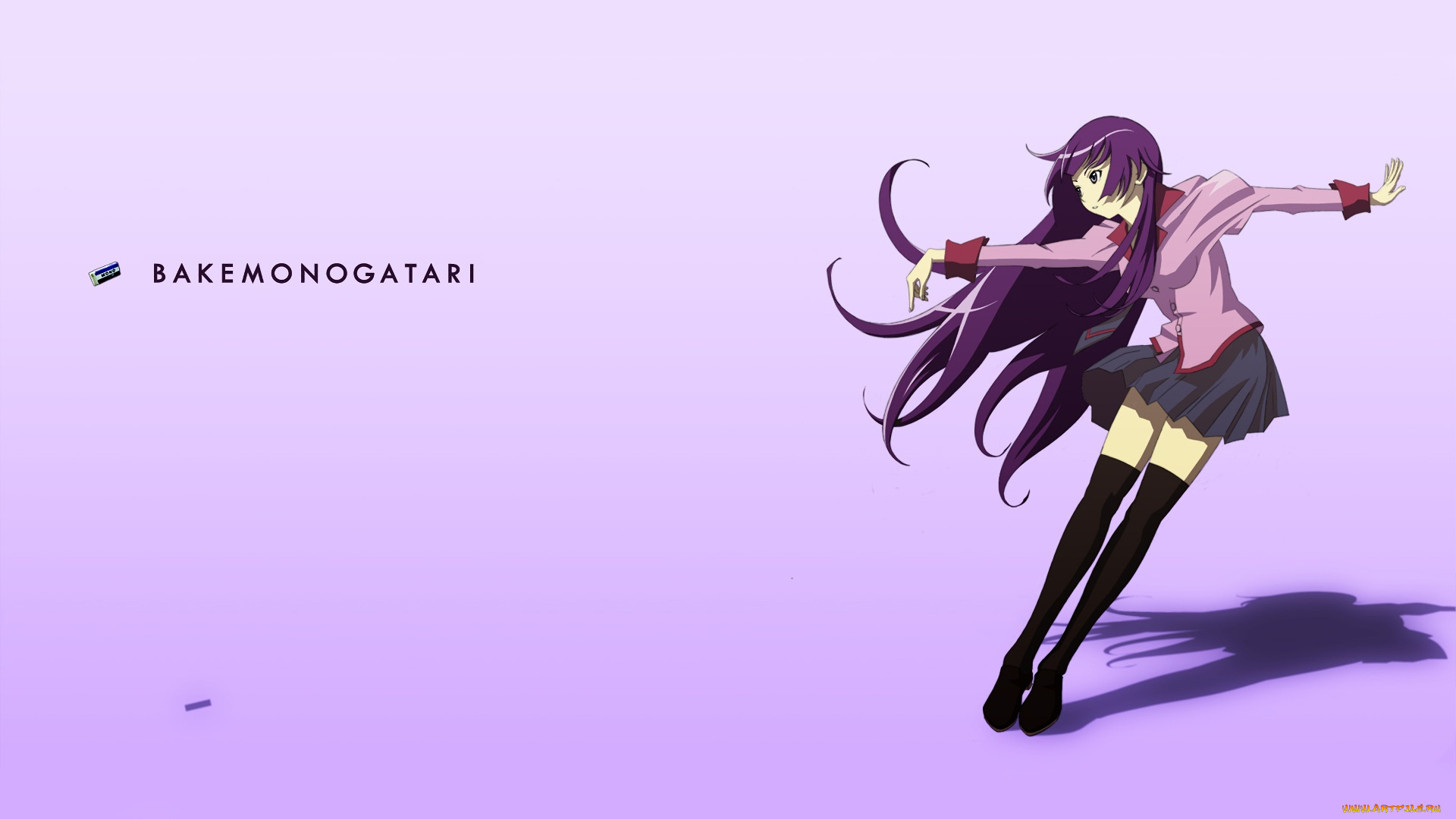 аниме, bakemonogatari, фон, взгляд, девушка