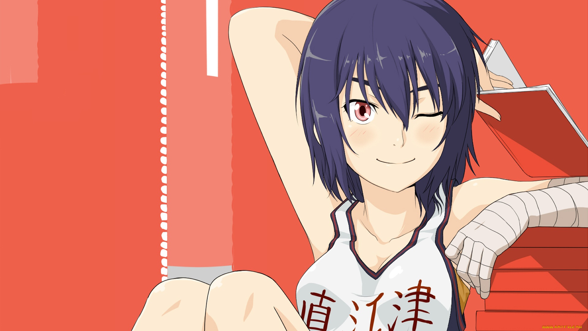 аниме, bakemonogatari, фон, взгляд, девушка