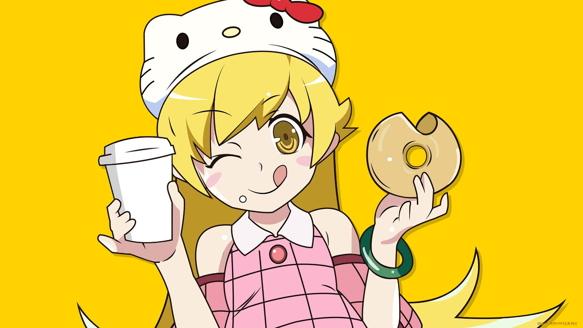 аниме, bakemonogatari, фон, взгляд, девушка