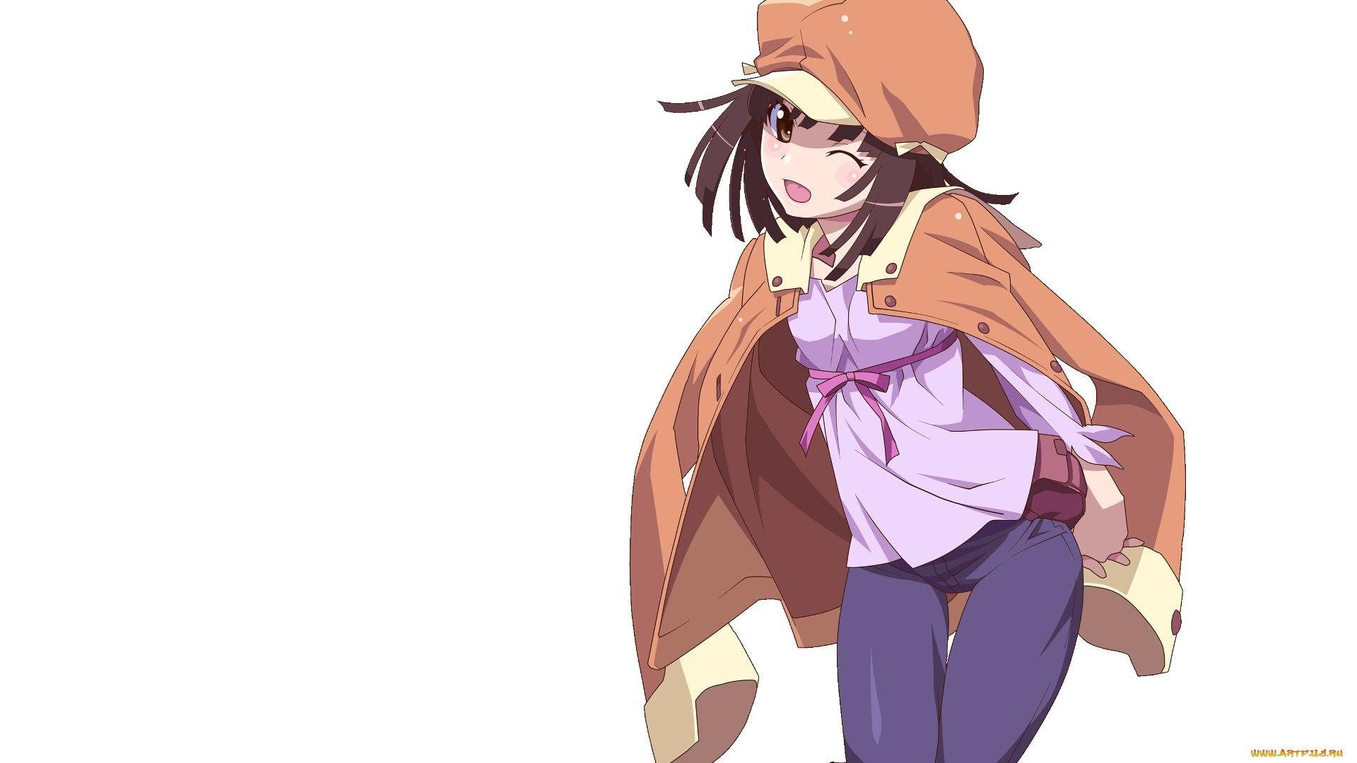 аниме, bakemonogatari, взгляд, девушка, фон