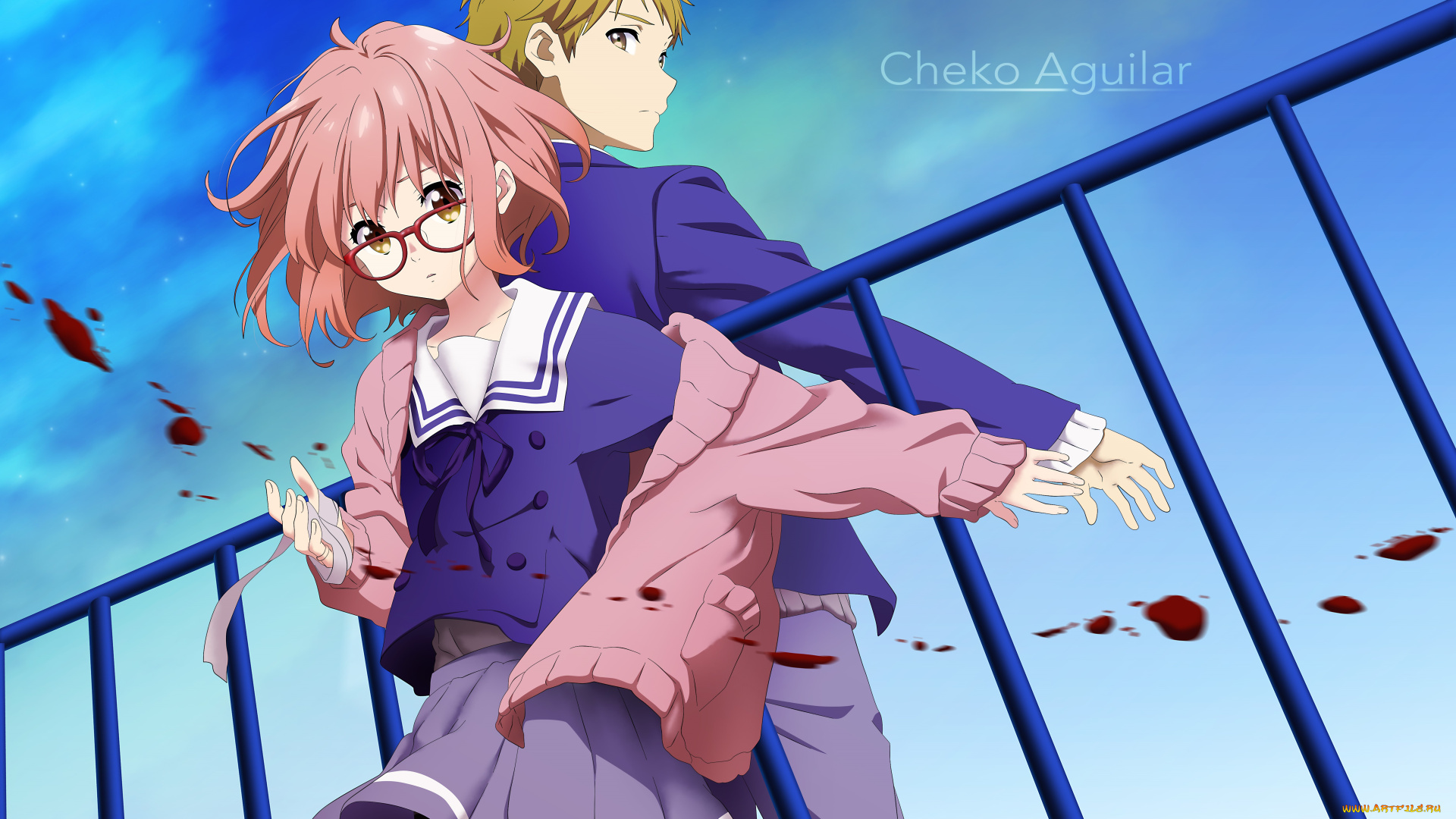аниме, kyoukai, no, kanata, двое