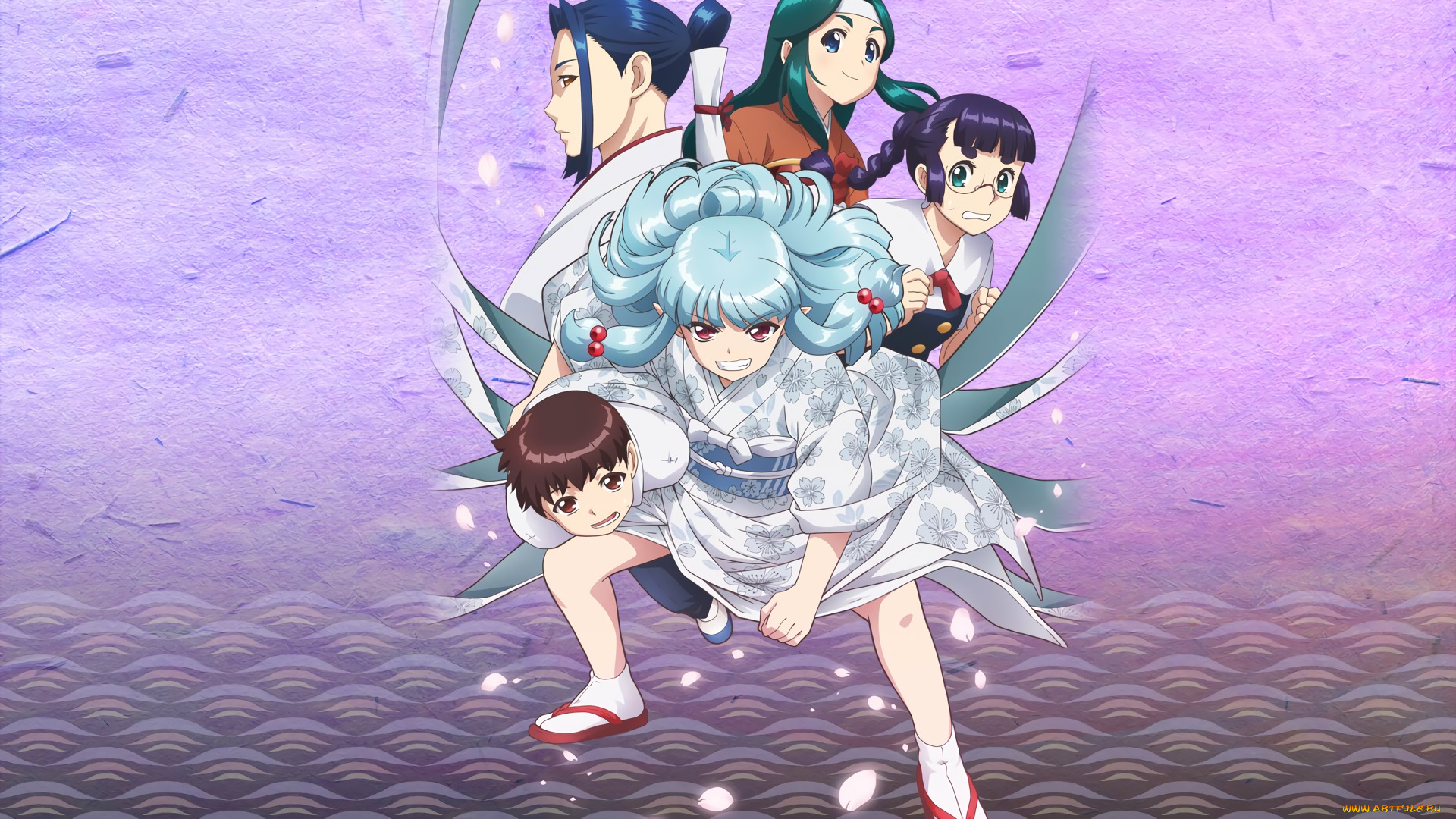 аниме, tsugumomo, девушки, фон, взгляд