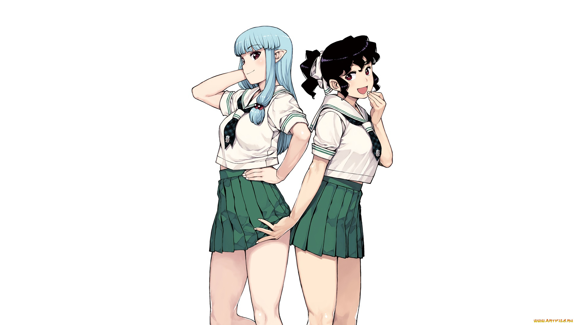 аниме, tsugumomo, взгляд, фон, девушки