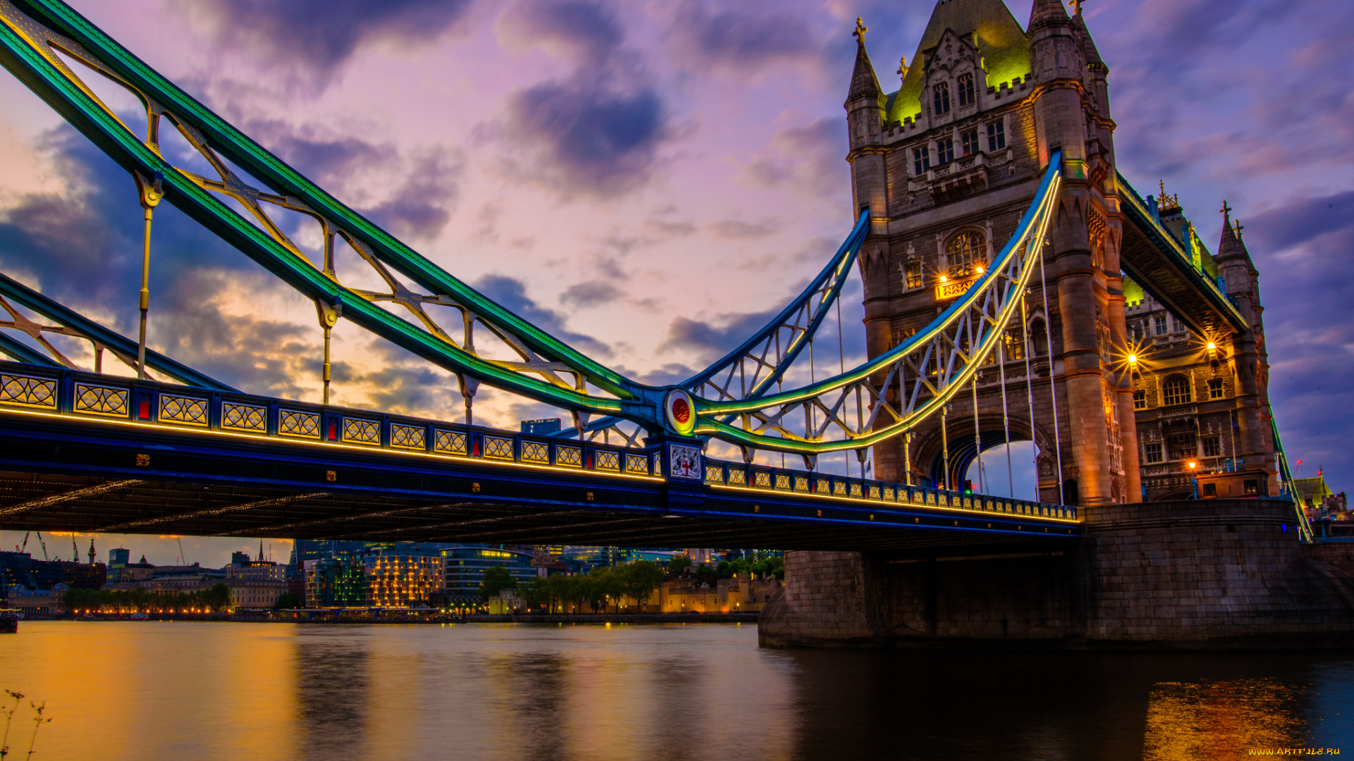 города, лондон, , великобритания, река, мост