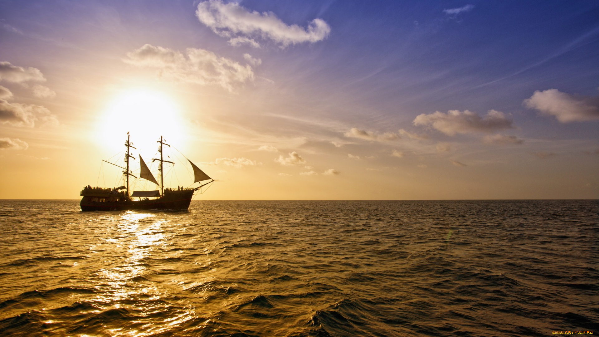 корабли, парусники, паруса, мачты