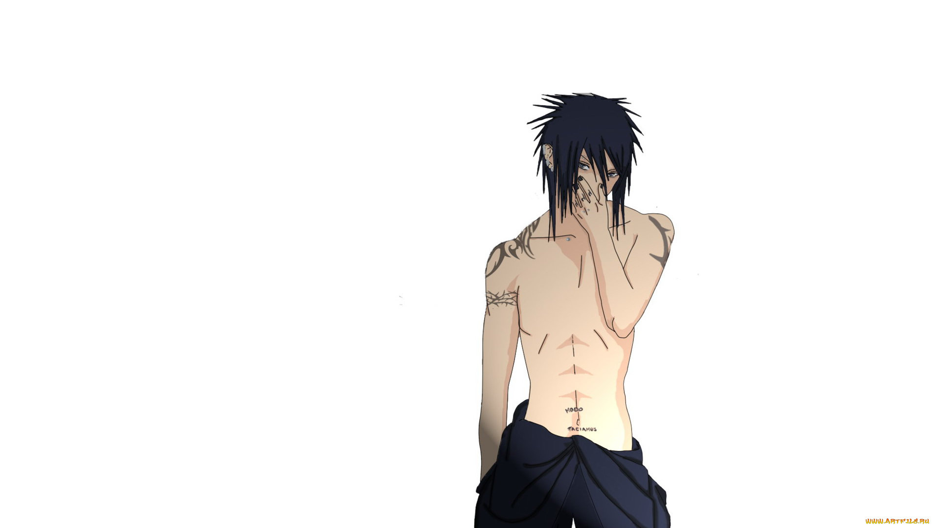 разное, арты, учиха, татуировки, парень, саске