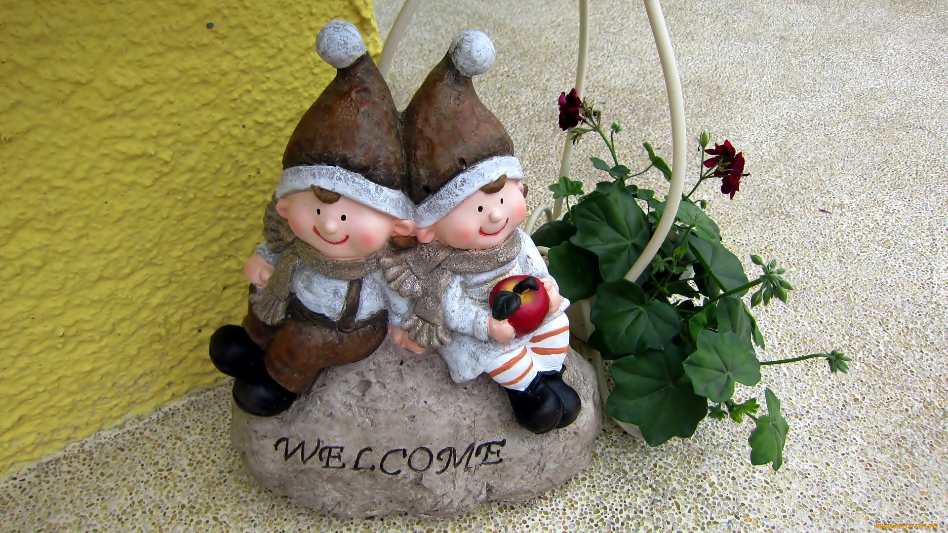 разное, садовые, и, парковые, скульптуры, герань, надпись