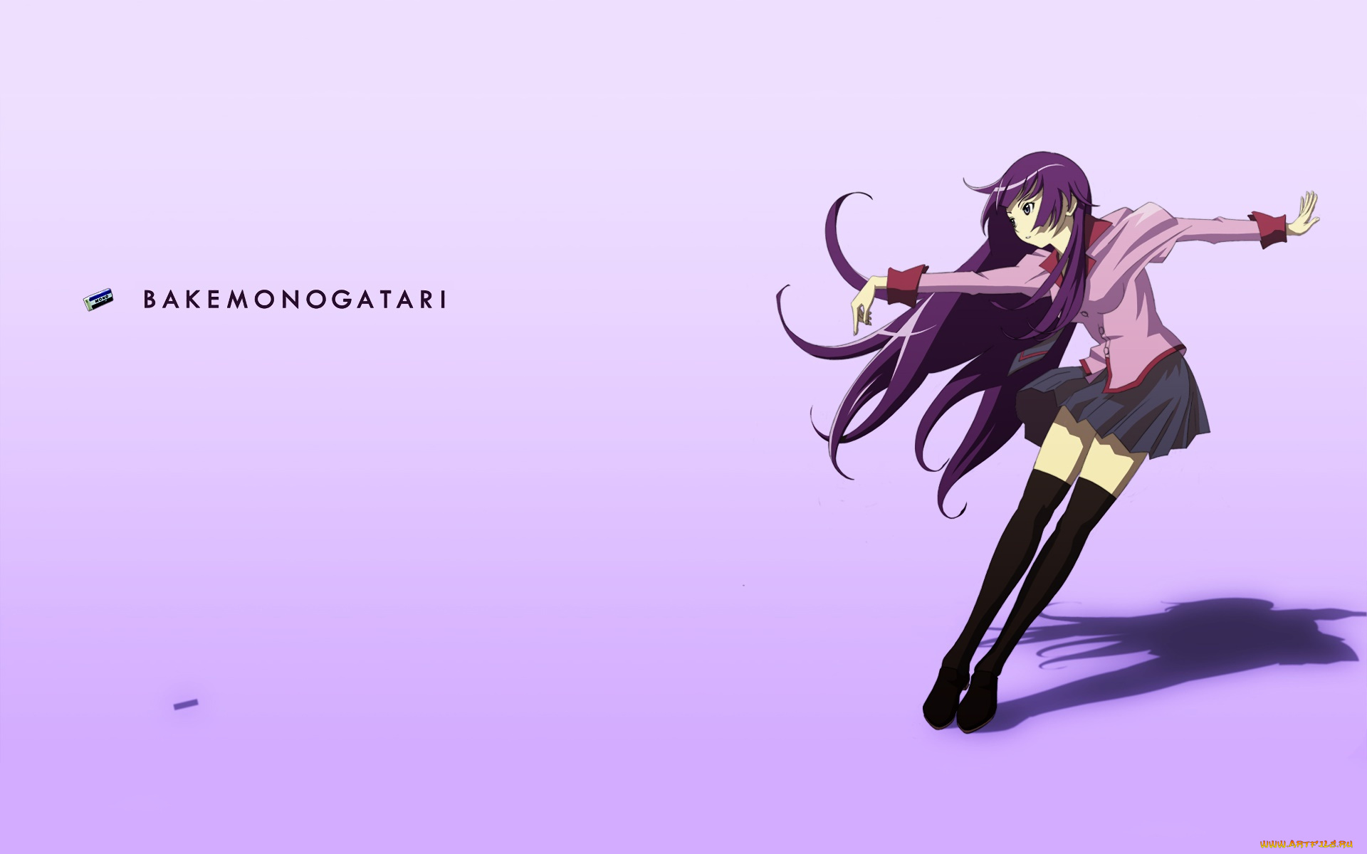 аниме, bakemonogatari, фон, взгляд, девушка