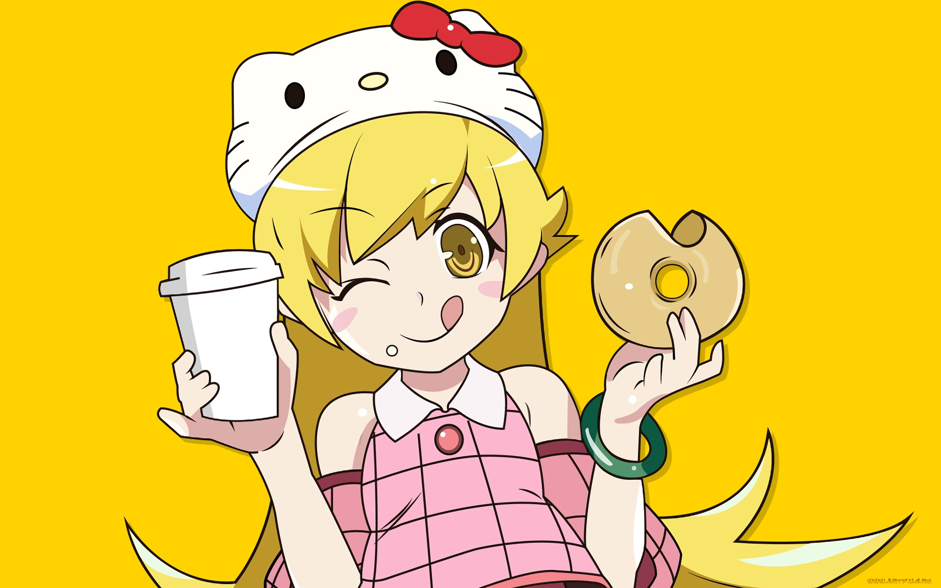 аниме, bakemonogatari, фон, взгляд, девушка