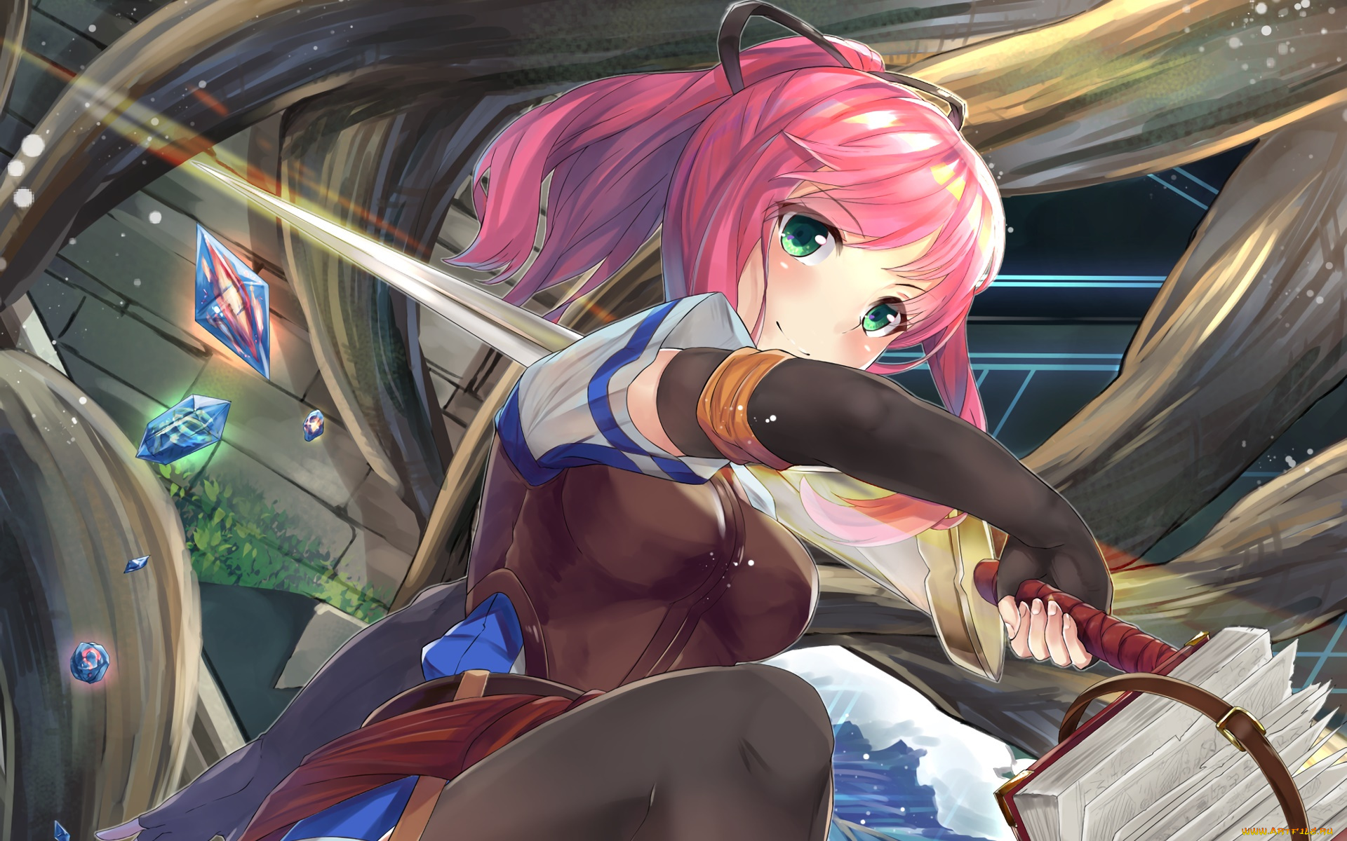 аниме, оружие, , техника, , технологии, взгляд, девушка, фон