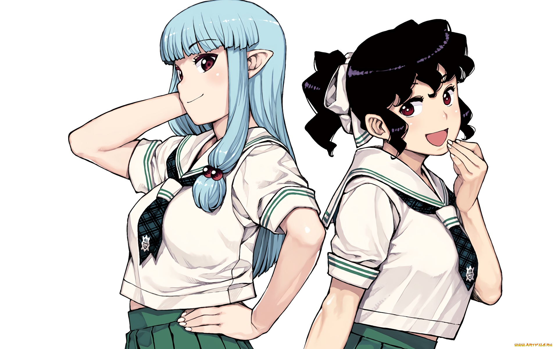 аниме, tsugumomo, фон, девушки, взгляд