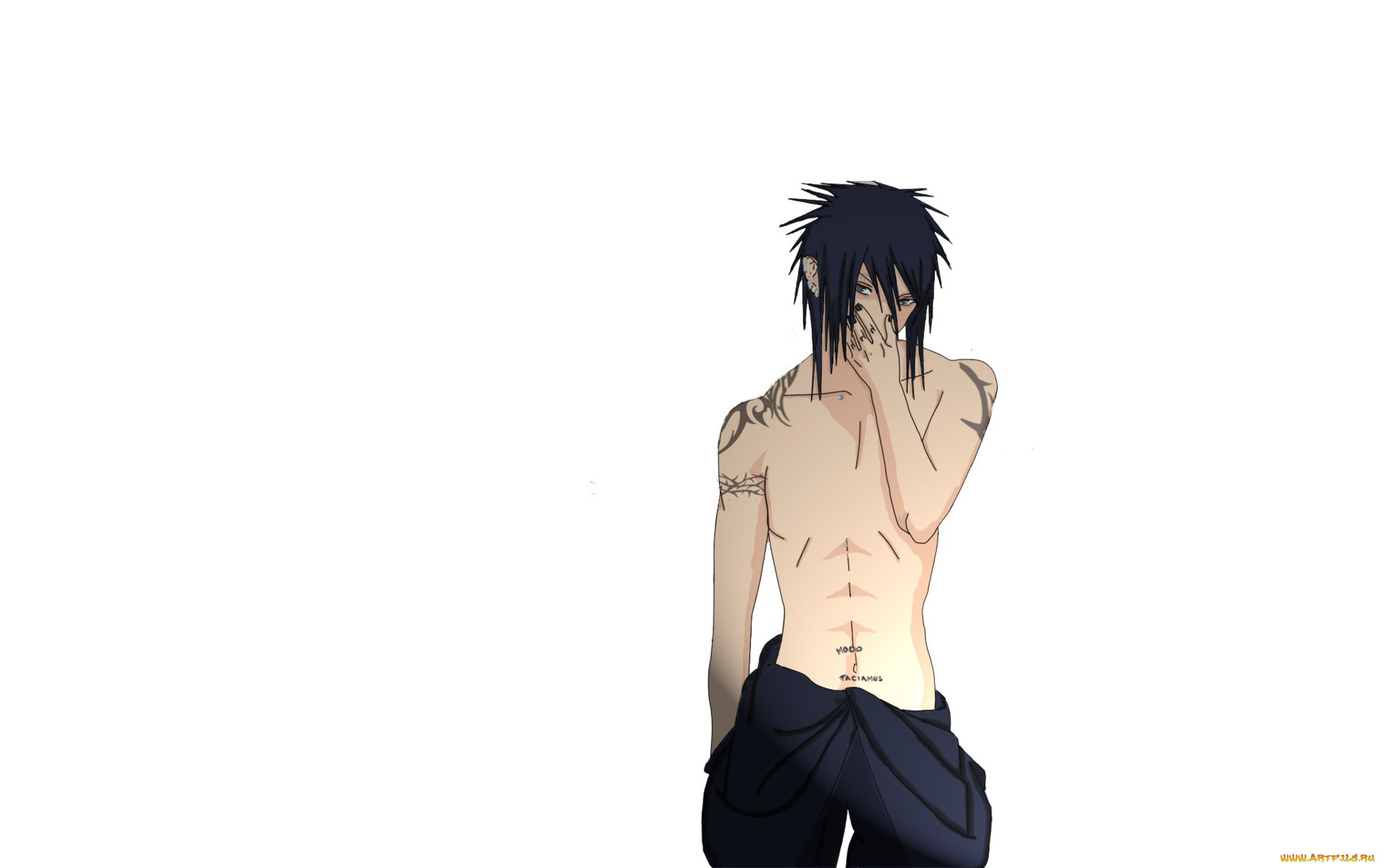 разное, арты, учиха, татуировки, парень, саске