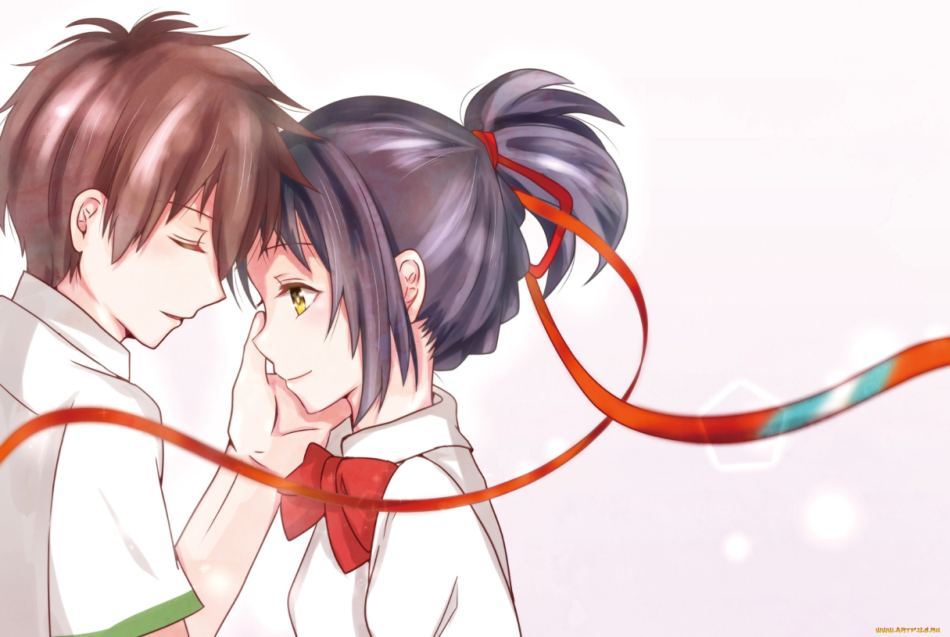 аниме, kimi, no, na, wa, фон, взгляд, девушка