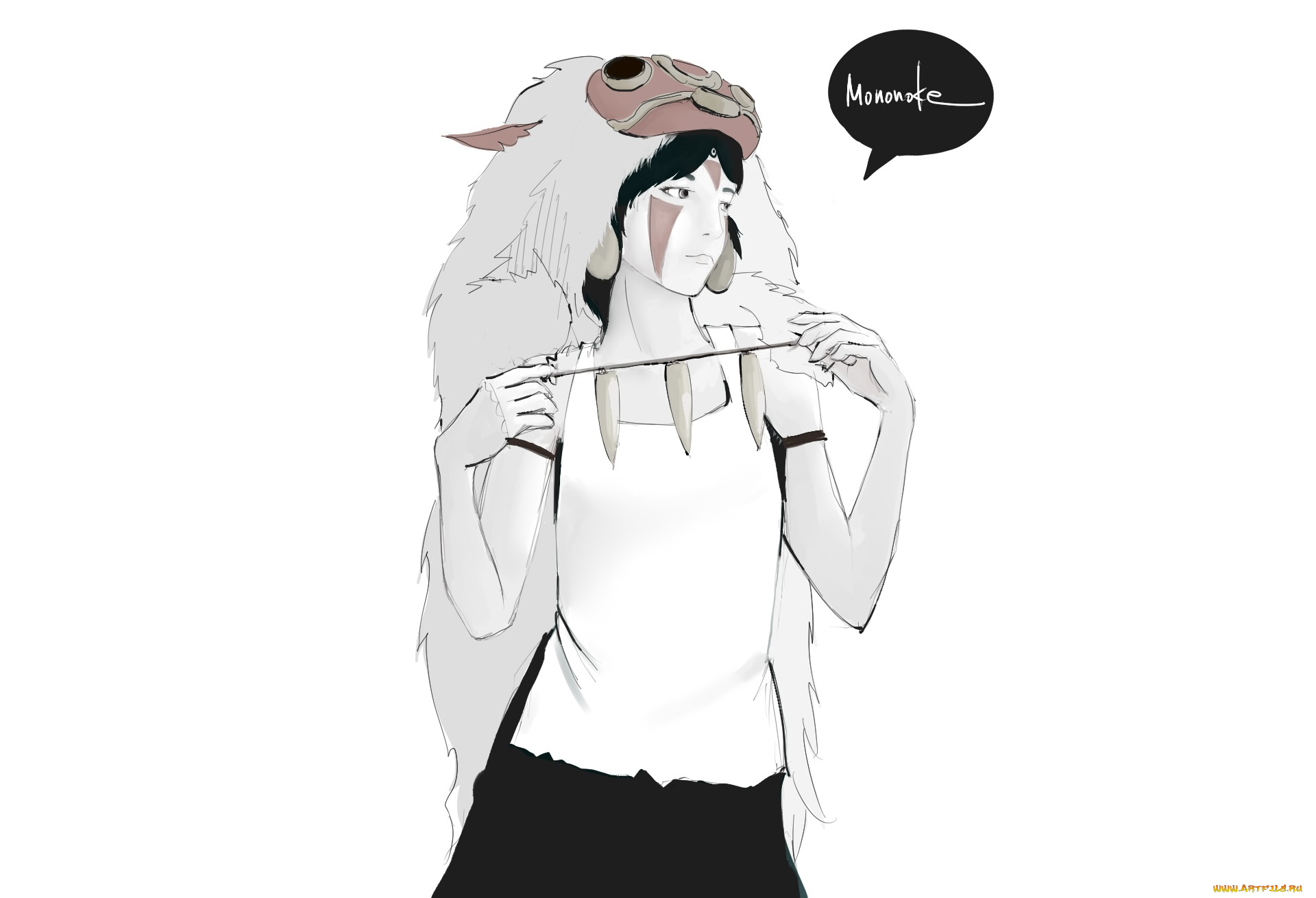 аниме, mononoke, hime, девушка