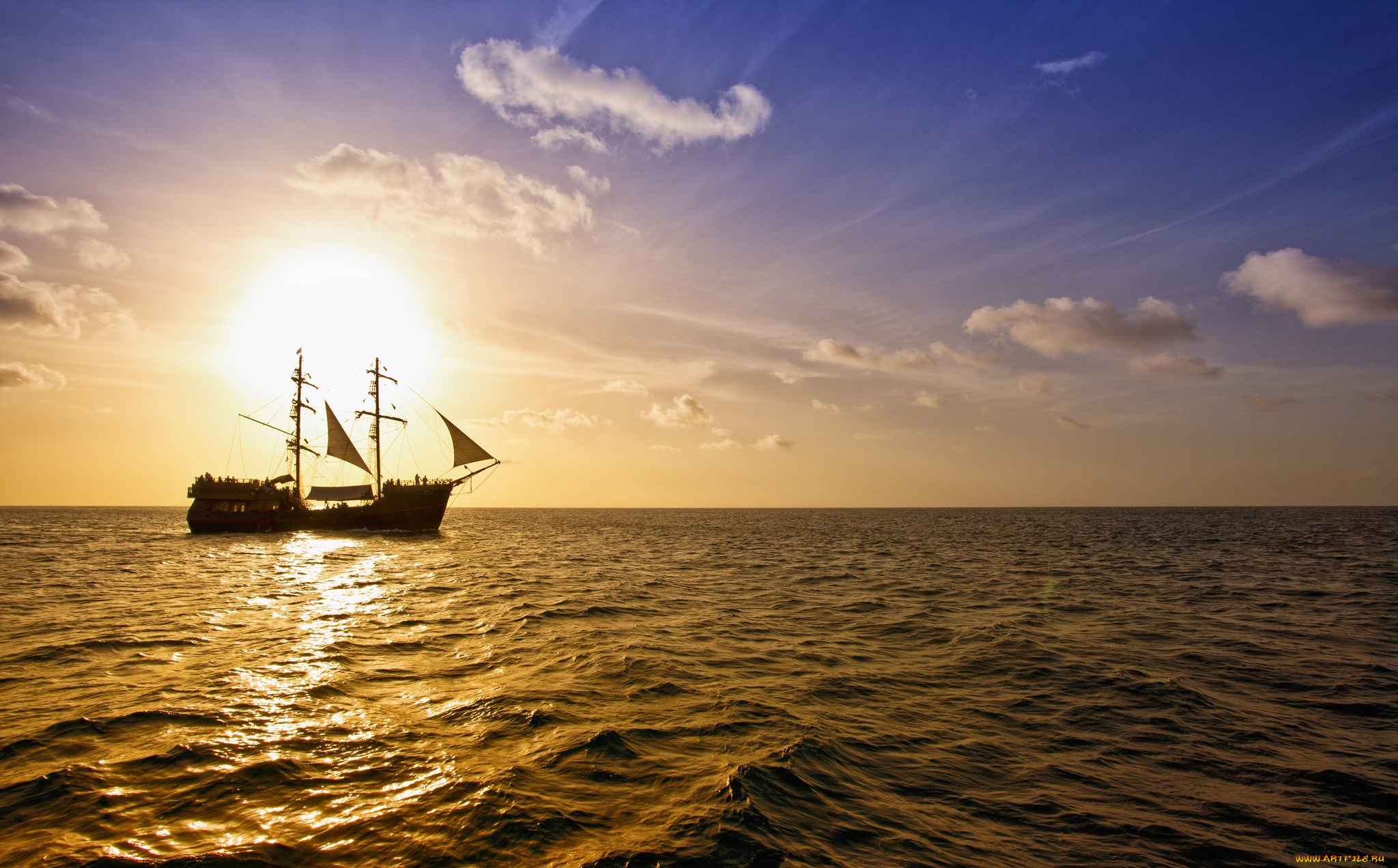 корабли, парусники, паруса, мачты