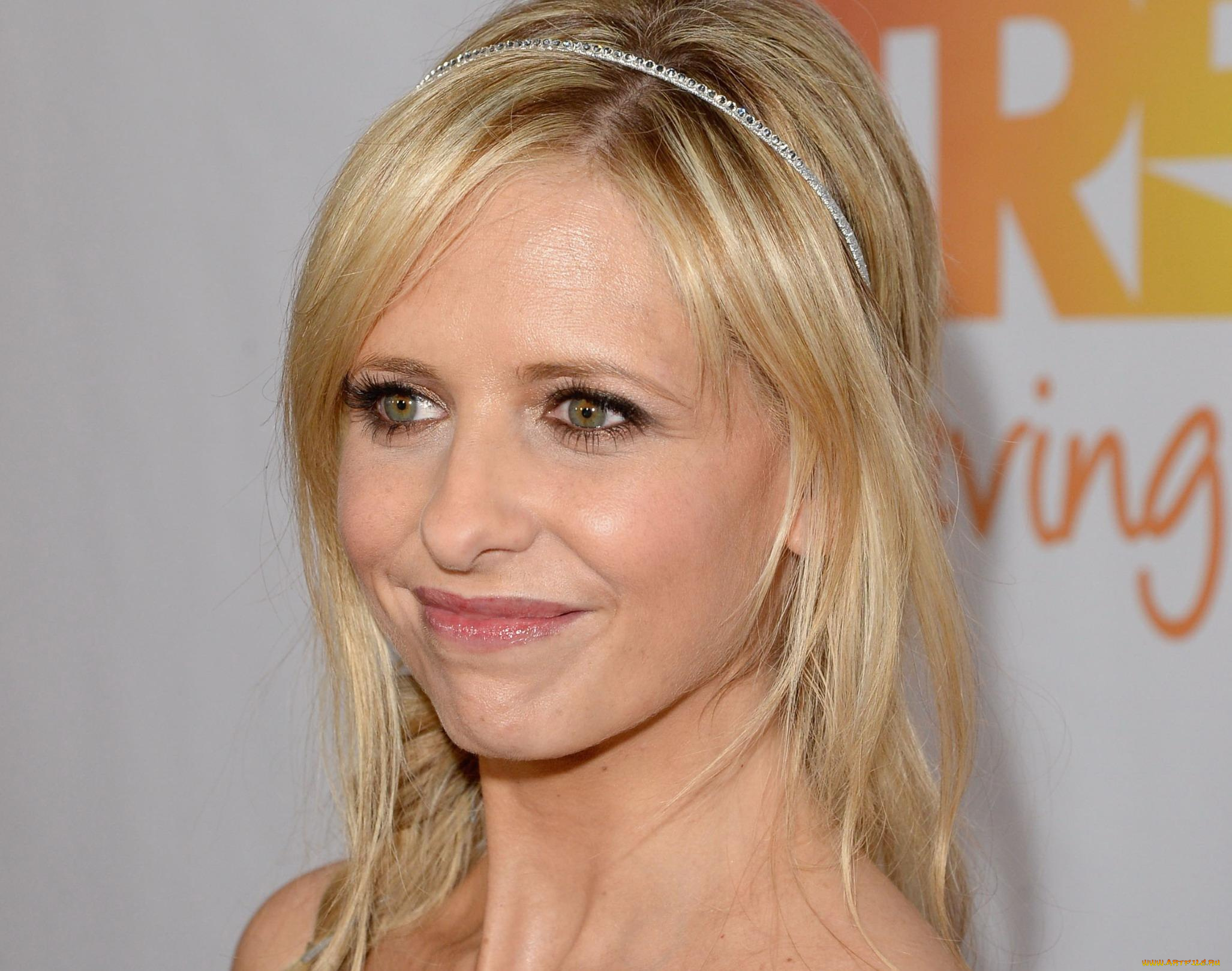 девушки, sarah, michelle, gellar, лицо, улыбка, ободок, актриса, сара, мишель, геллар, блондинка