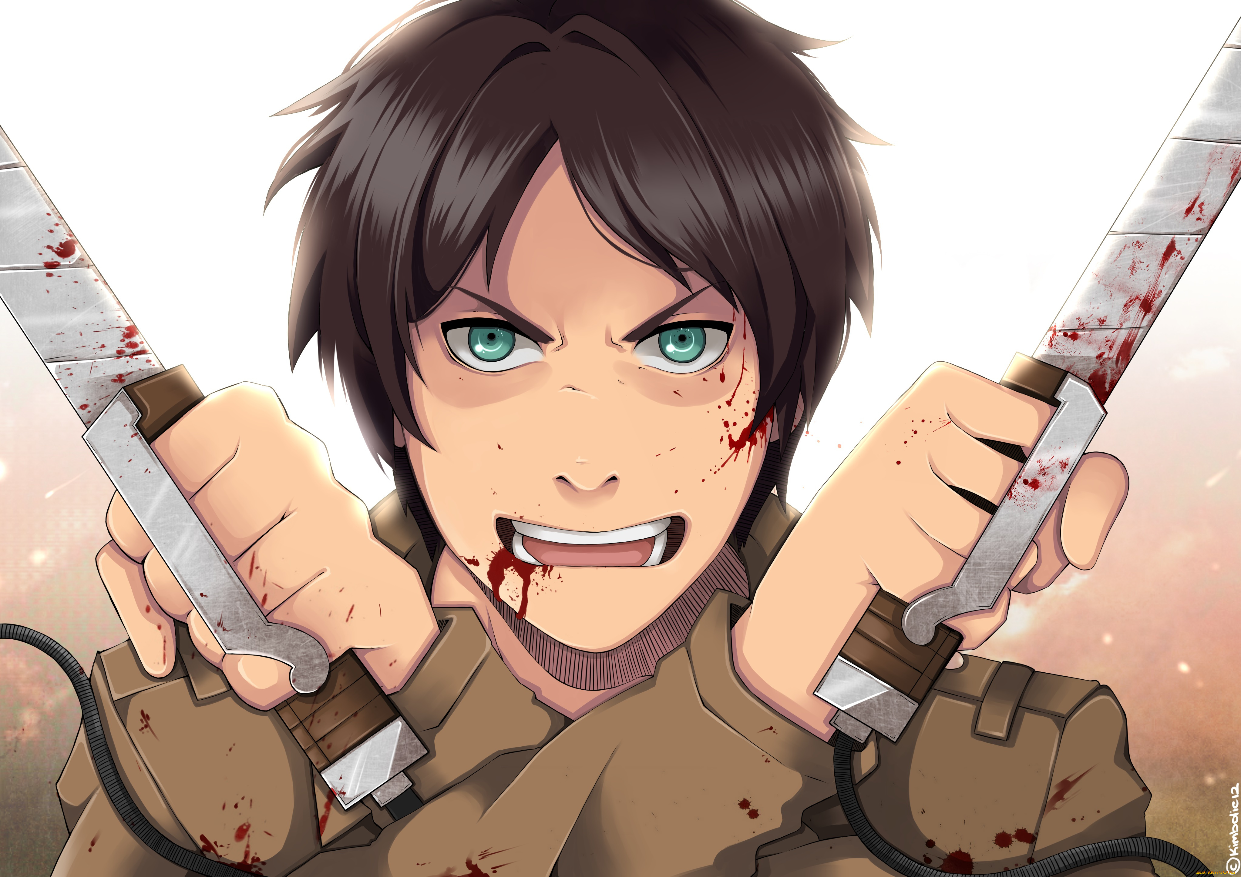 аниме, shingeki, no, kyojin, фон, взгляд, парень