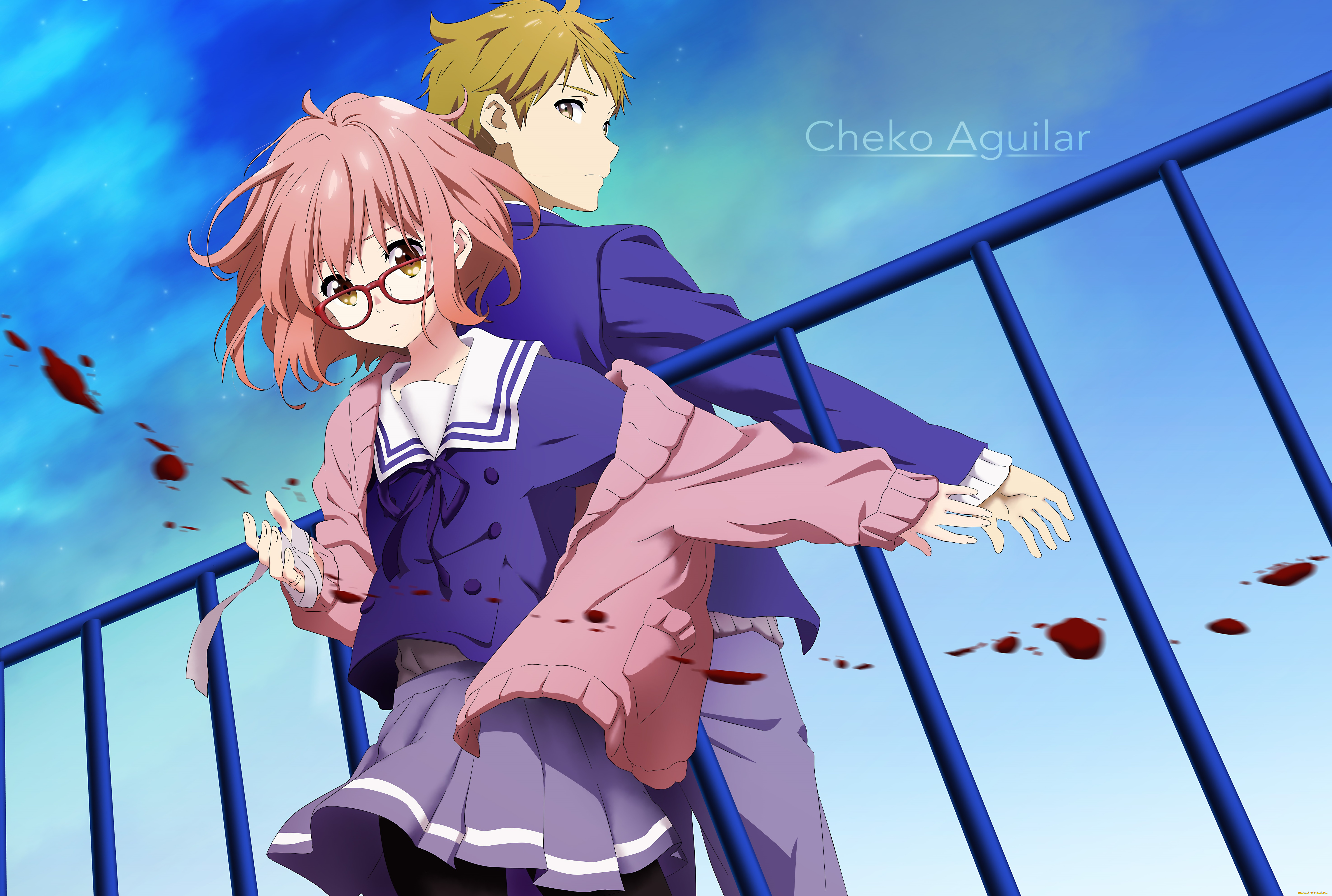 аниме, kyoukai, no, kanata, двое
