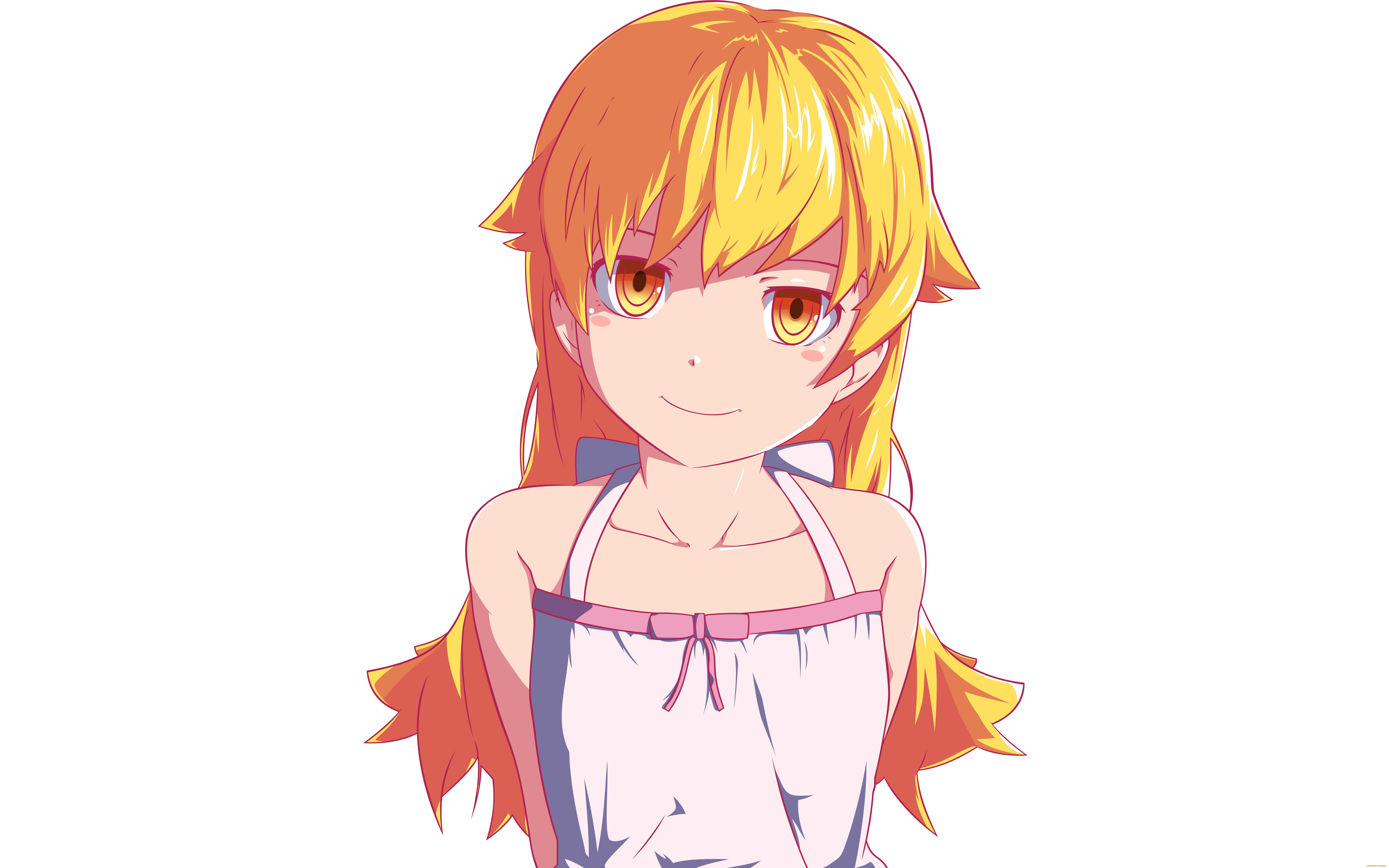 аниме, bakemonogatari, девушка, фон, взгляд