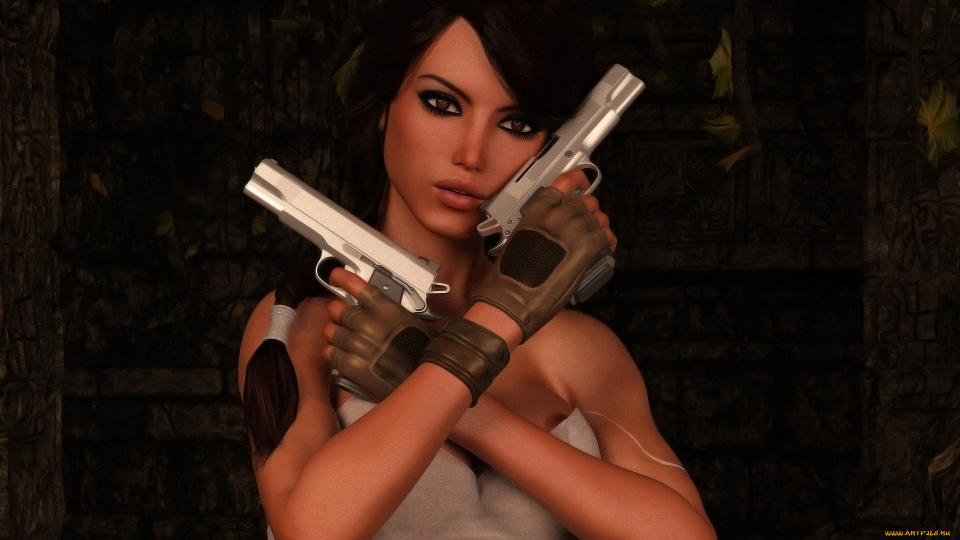 3д, графика, фантазия, , fantasy, девушка, взгляд, фон, оружие