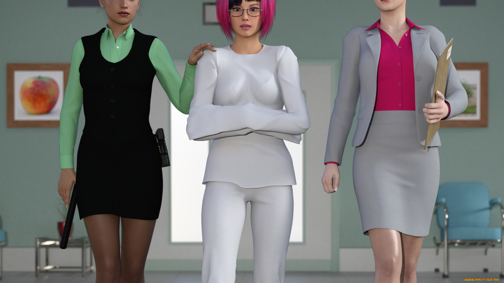 3д, графика, люди, , people, девушки, взгляд, фон