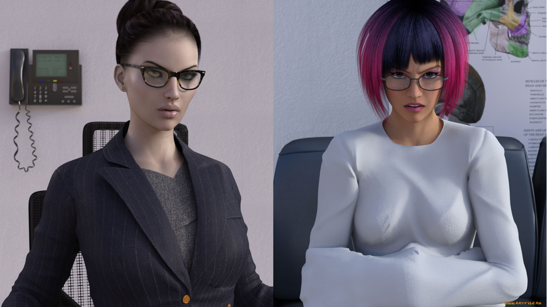 3д, графика, люди, , people, девушки, взгляд, фон