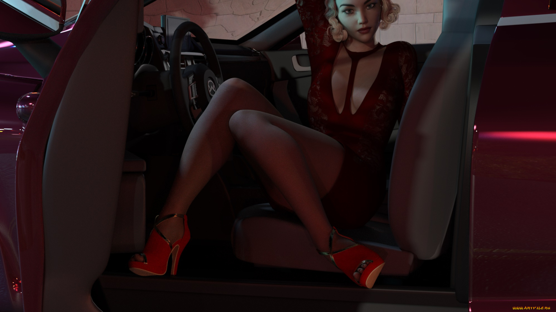 3д, графика, люди-авто, мото, , people-, car, , , moto, взгляд, фон, девушка