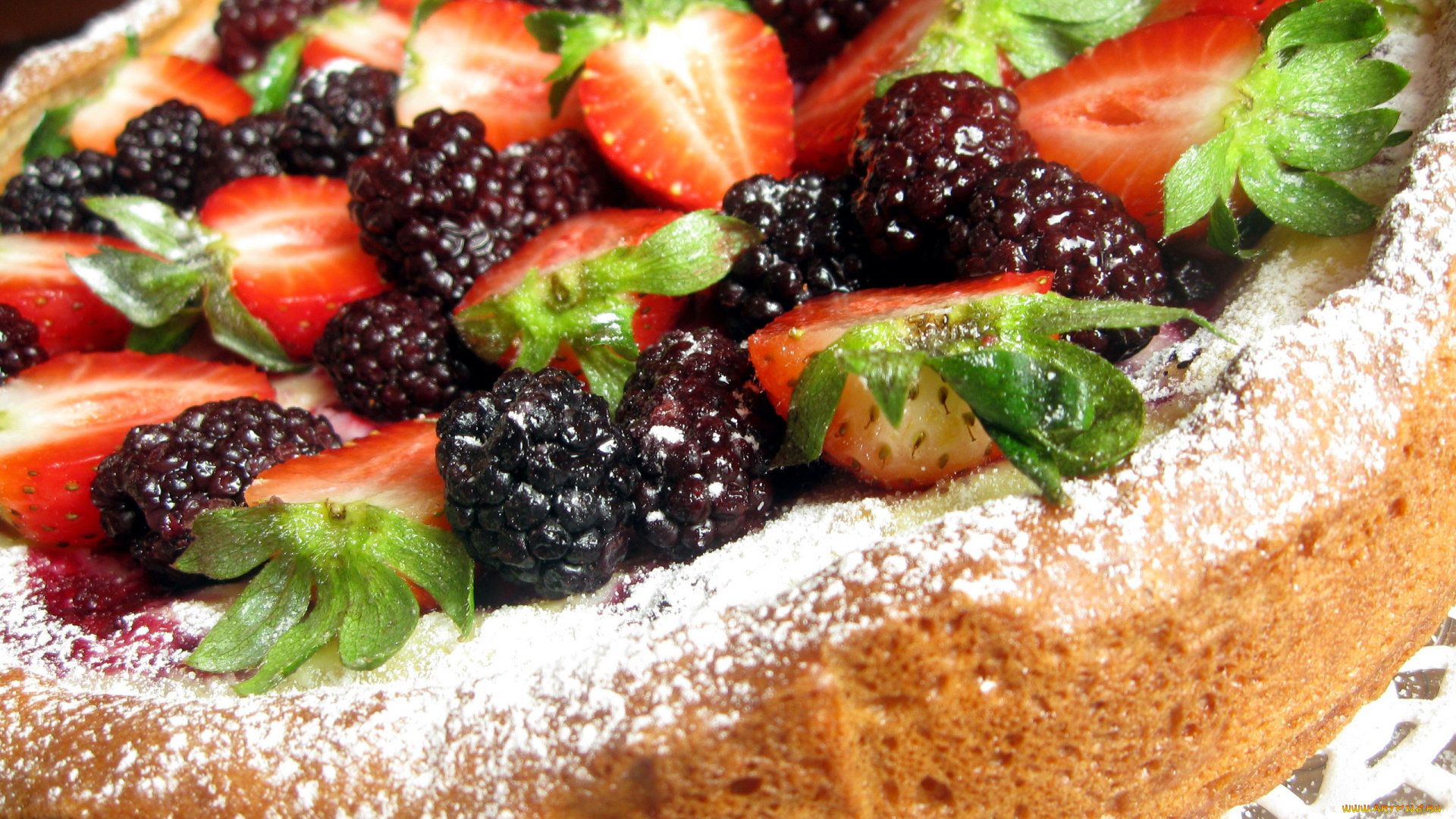 еда, пироги, ежевика, пирог, клубника