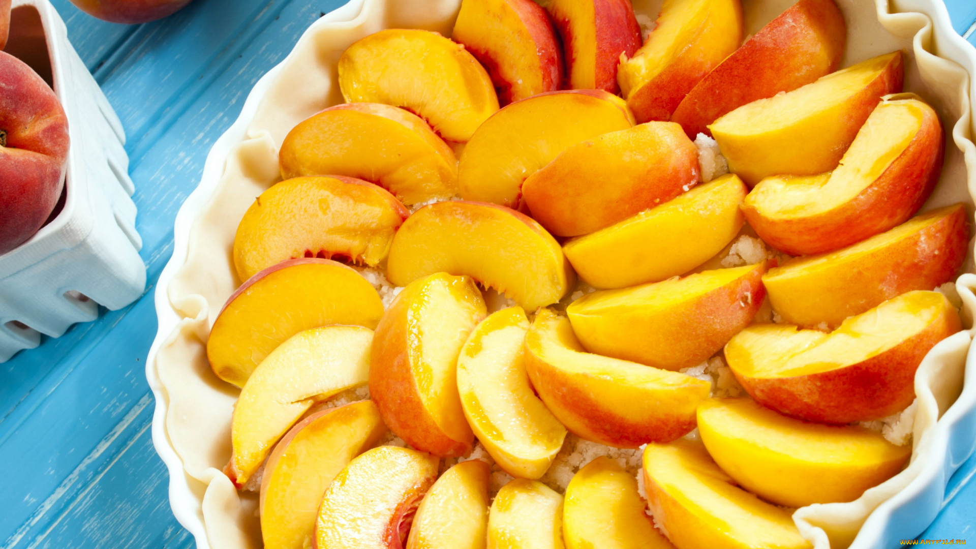 еда, пироги, фруктовый, пирог, персики